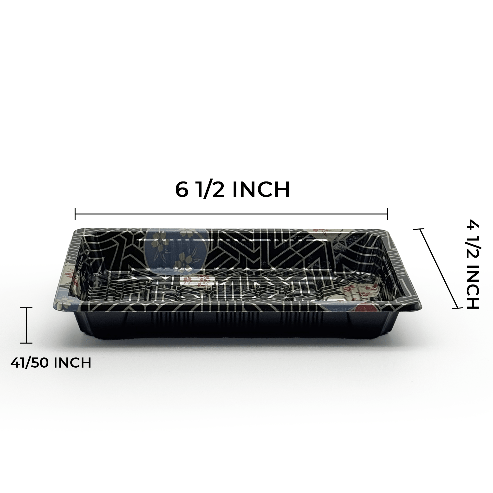 [1,500ct] PS Plastic 6 1/2" x 4 1/2" Sushi Tray Base with Lid | Black - Biocean by Danube BlueBiocean