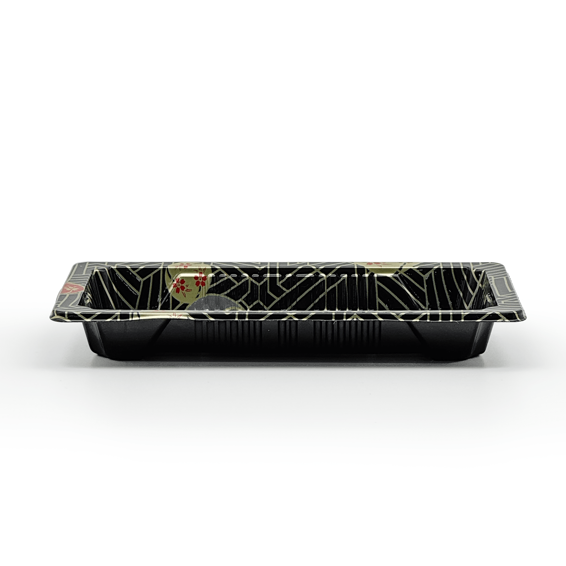 [1,500ct] PS Plastic 6 1/3" x 3 1/2" Sushi Tray Base with Lid | Black - Biocean by Danube BlueBiocean