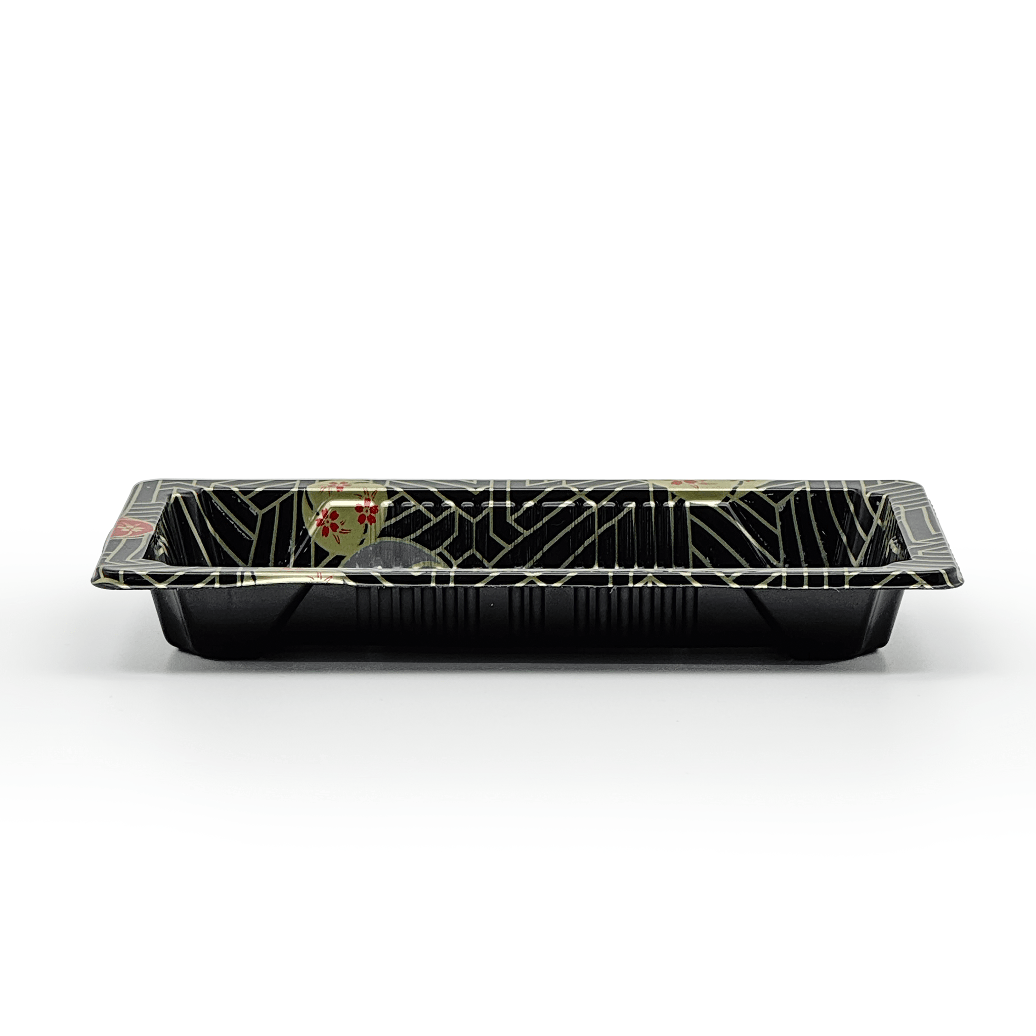 [1,500ct] PS Plastic 6 1/3" x 3 1/2" Sushi Tray Base with Lid | Black - Biocean by Danube BlueBiocean