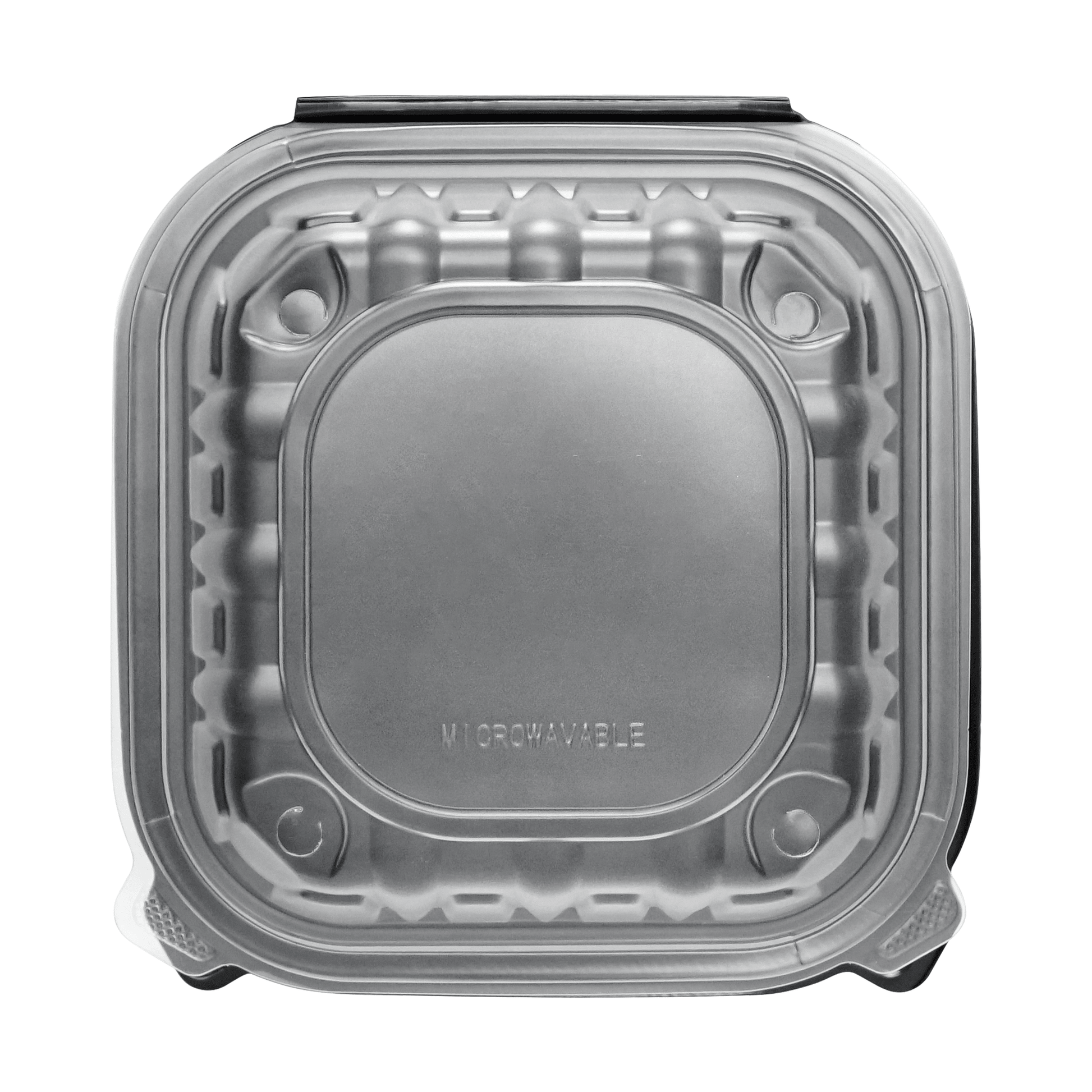 [150ct] 10" x 10" x 3" Premium PP Hinged Food Containers | 1 - Compartment | Clear and Black - Biocean by Danube BlueBiocean