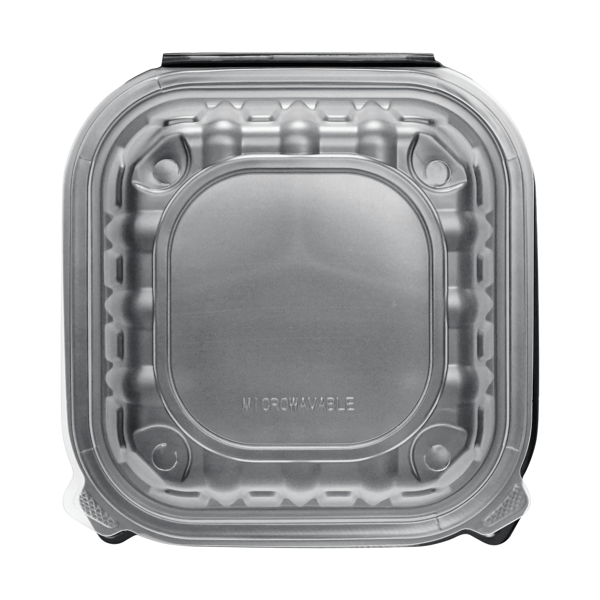 [150ct] 10" x 10" x 3" Premium PP Hinged Food Containers | 3 - Compartment | Clear and Black - Biocean by Danube BlueBiocean