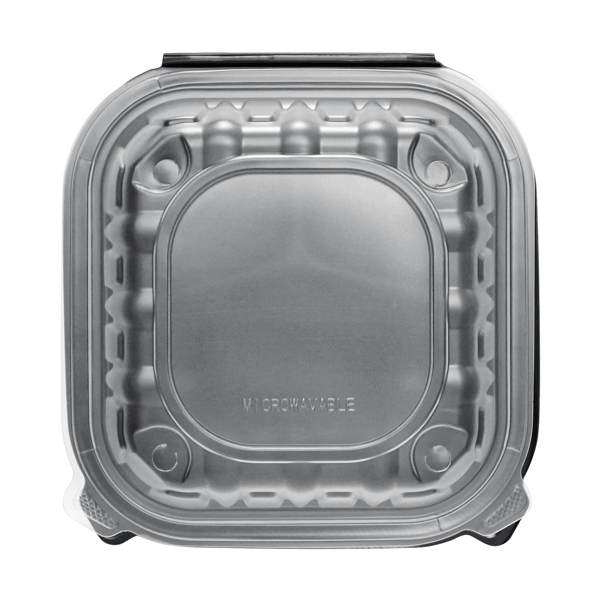 [150ct] 10" x 10" x 3" Premium PP Hinged Food Containers | 3 - Compartment | Clear and Black - Biocean by Danube BlueBiocean