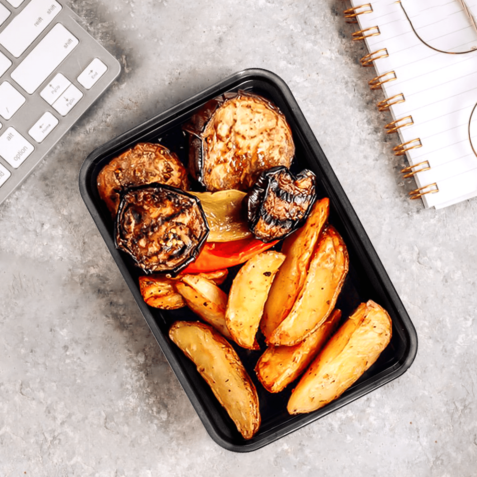 [150ct] 16 oz PP Plastic Microwavable take - out Containers & Lids | Rectangular | Black - Biocean by Danube BlueBiocean