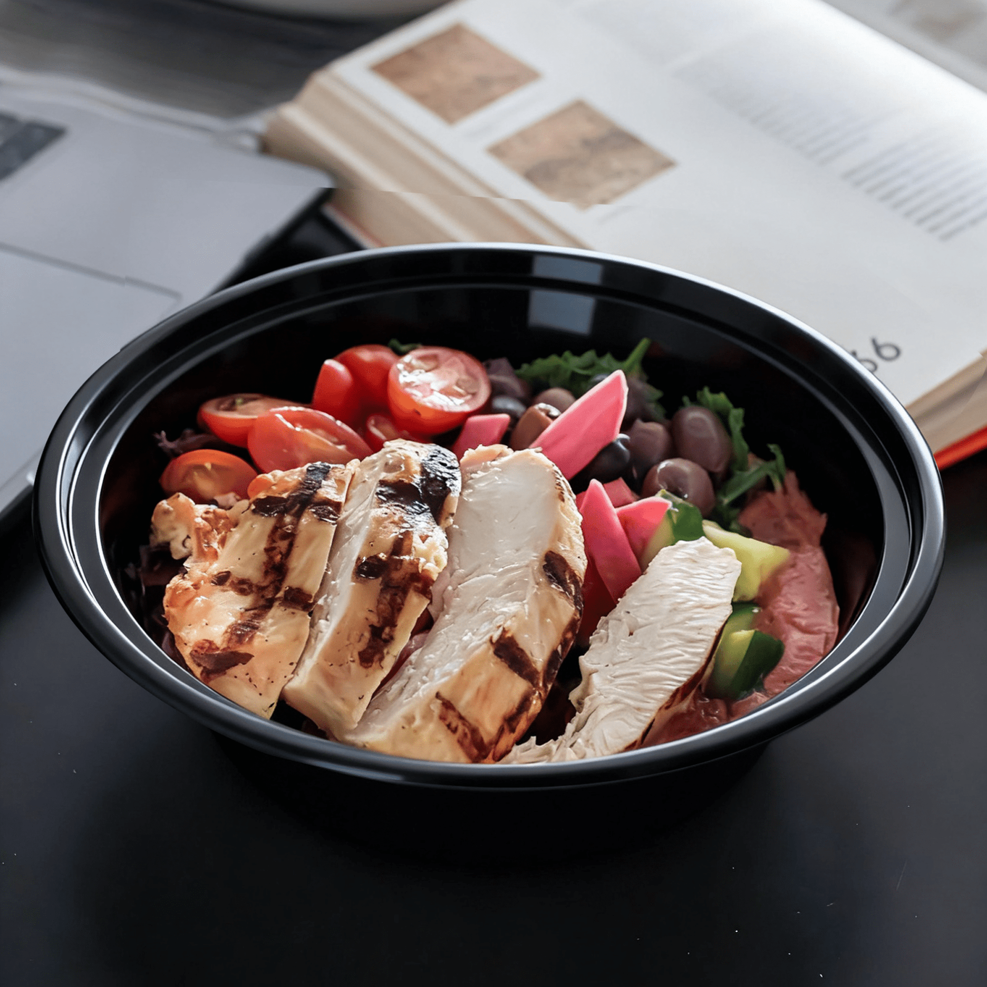 [150ct] 16 oz PP Plastic Microwaveable Takeout Containers & Lids | Round | Black - Biocean by Danube BlueBiocean