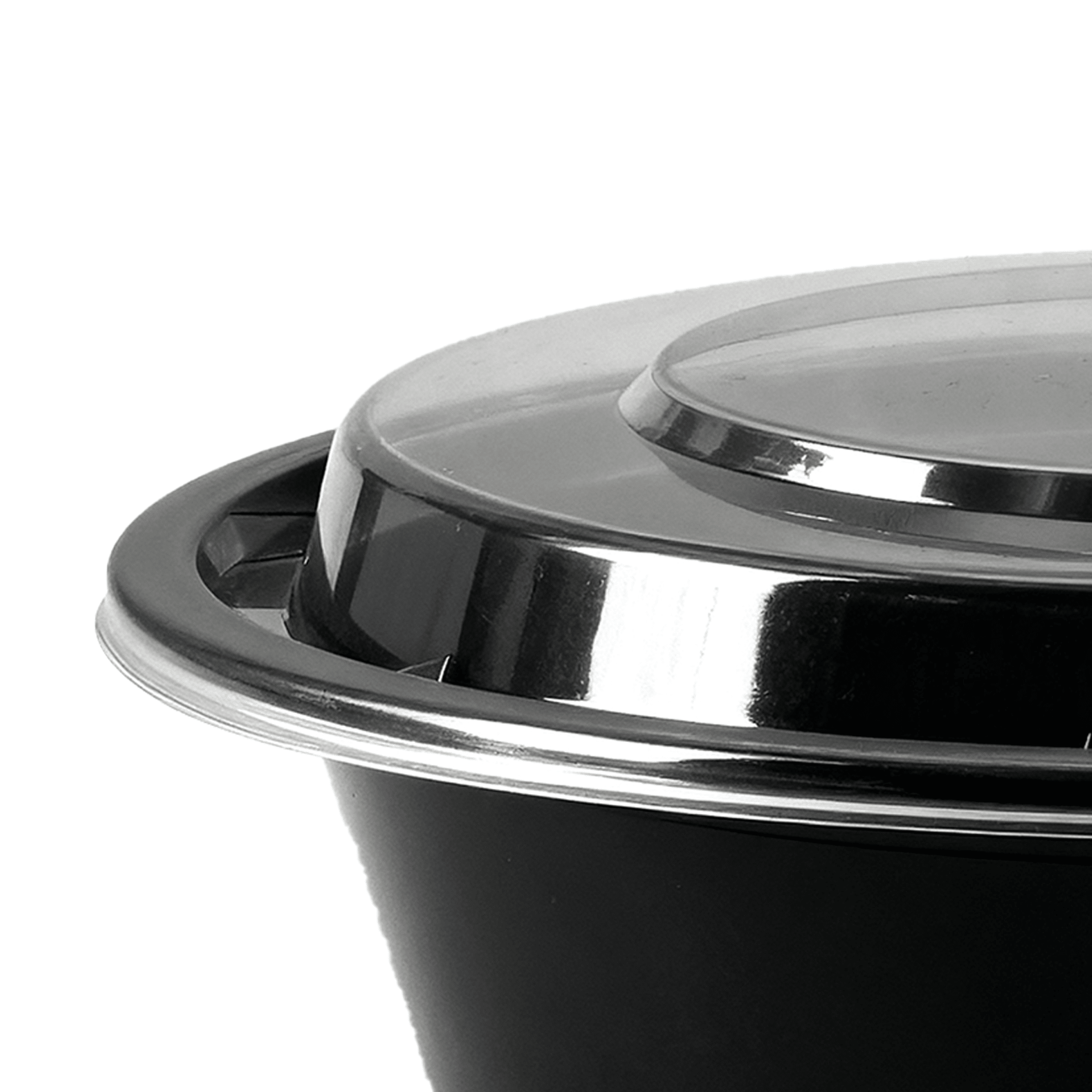 [150ct] 16 oz PP Plastic Microwaveable Takeout Containers & Lids | Round | Black - Biocean by Danube BlueBiocean