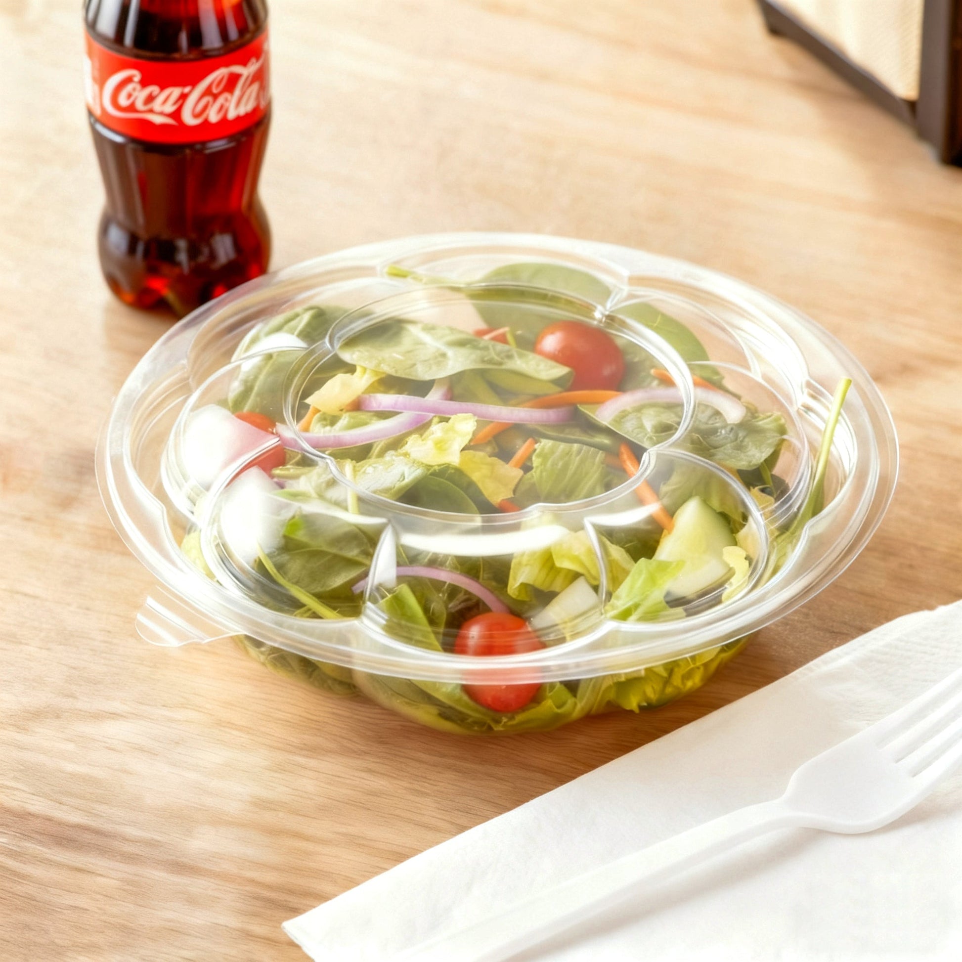 [150ct] 16oz PET Salad Bowl with Lid | Clear - Biocean by Danube BlueBiocean
