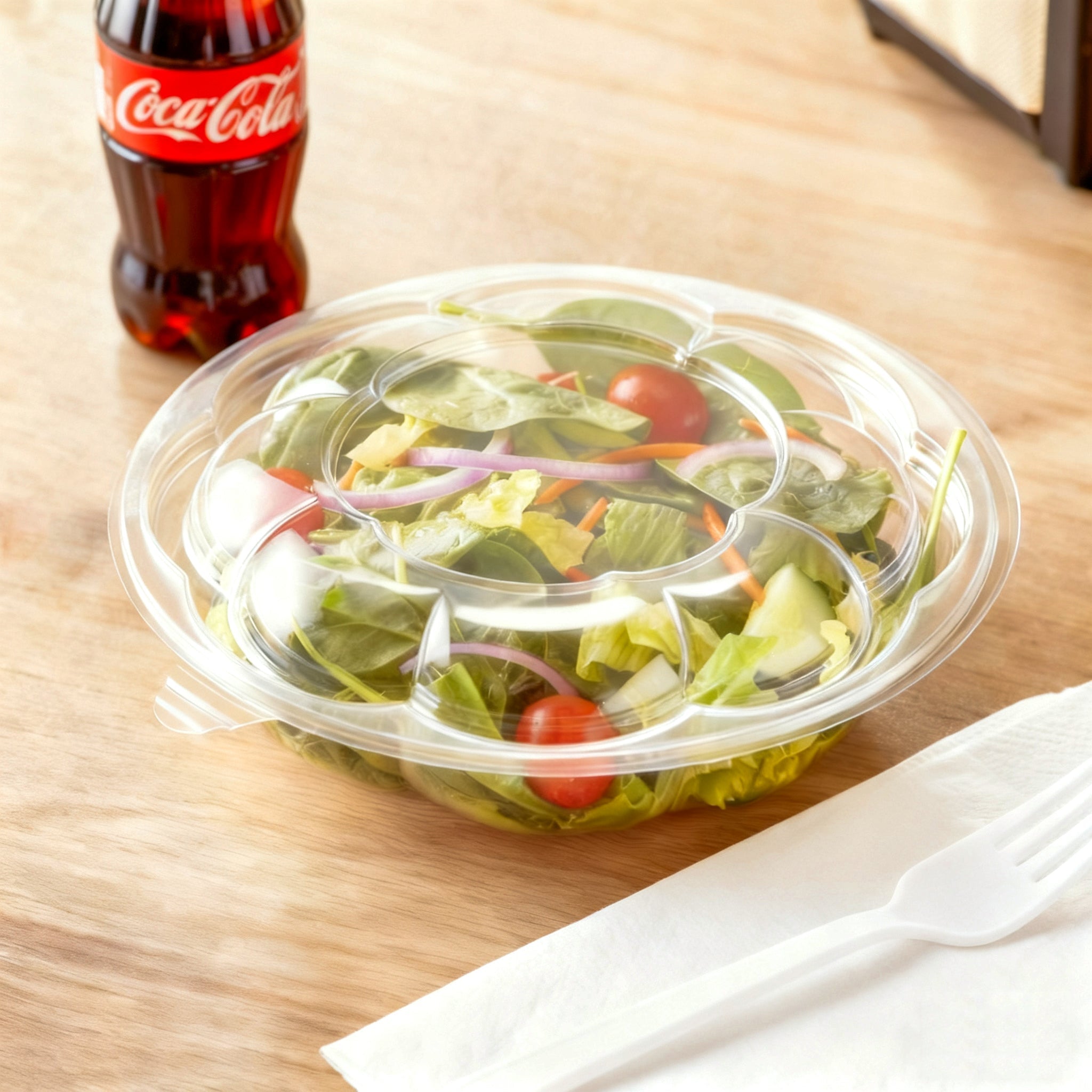 [150ct] 16oz PET Salad Bowl with Lid | Clear - Biocean by Danube BlueBiocean