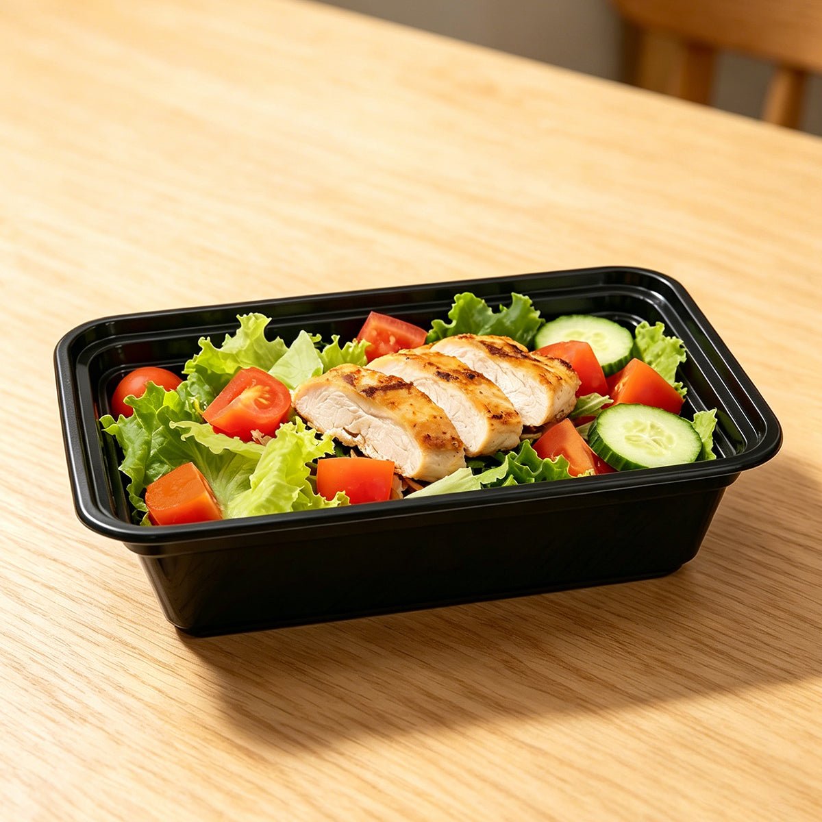 [150ct] 24 oz PP Plastic Microwavable take - out Containers & Lids | Rectangular | Black - Biocean by Danube BlueBiocean