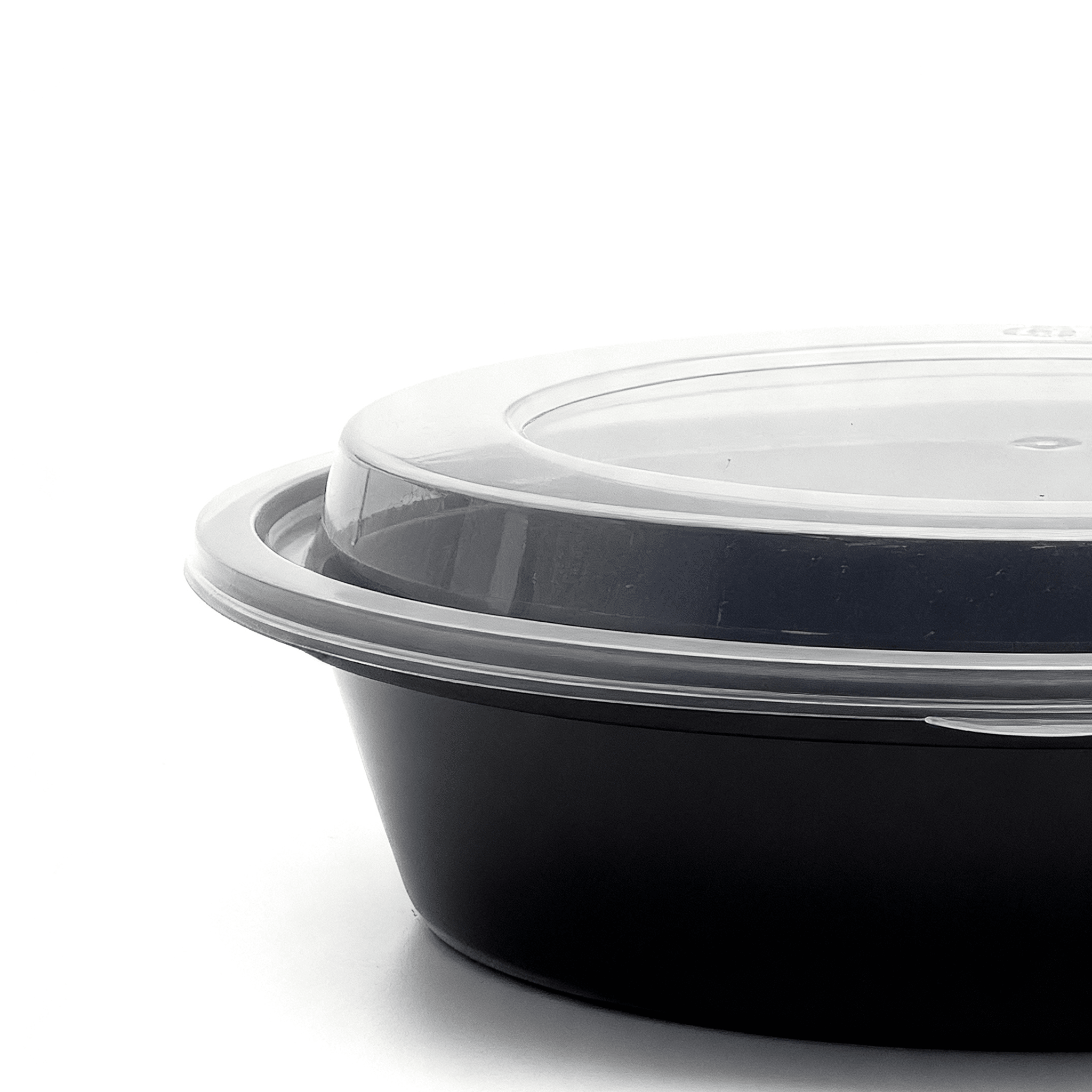 [150ct] 24 oz PP Plastic Microwaveable Takeout Containers & Lids | Round | Black - Biocean by Danube BlueBiocean