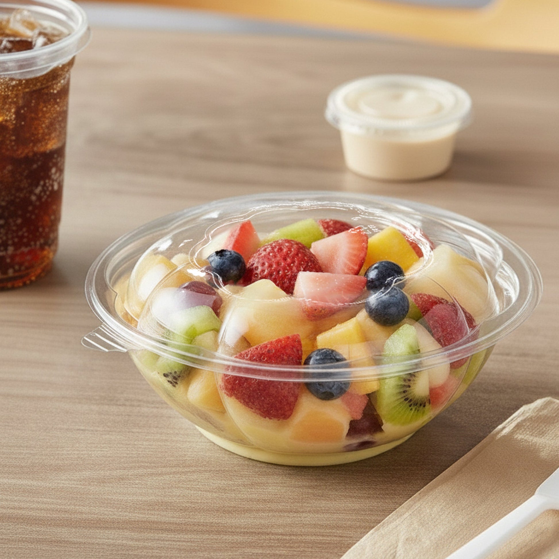 [150ct] 24oz PET Salad Bowl with Lid | Clear - Biocean by Danube BlueBiocean