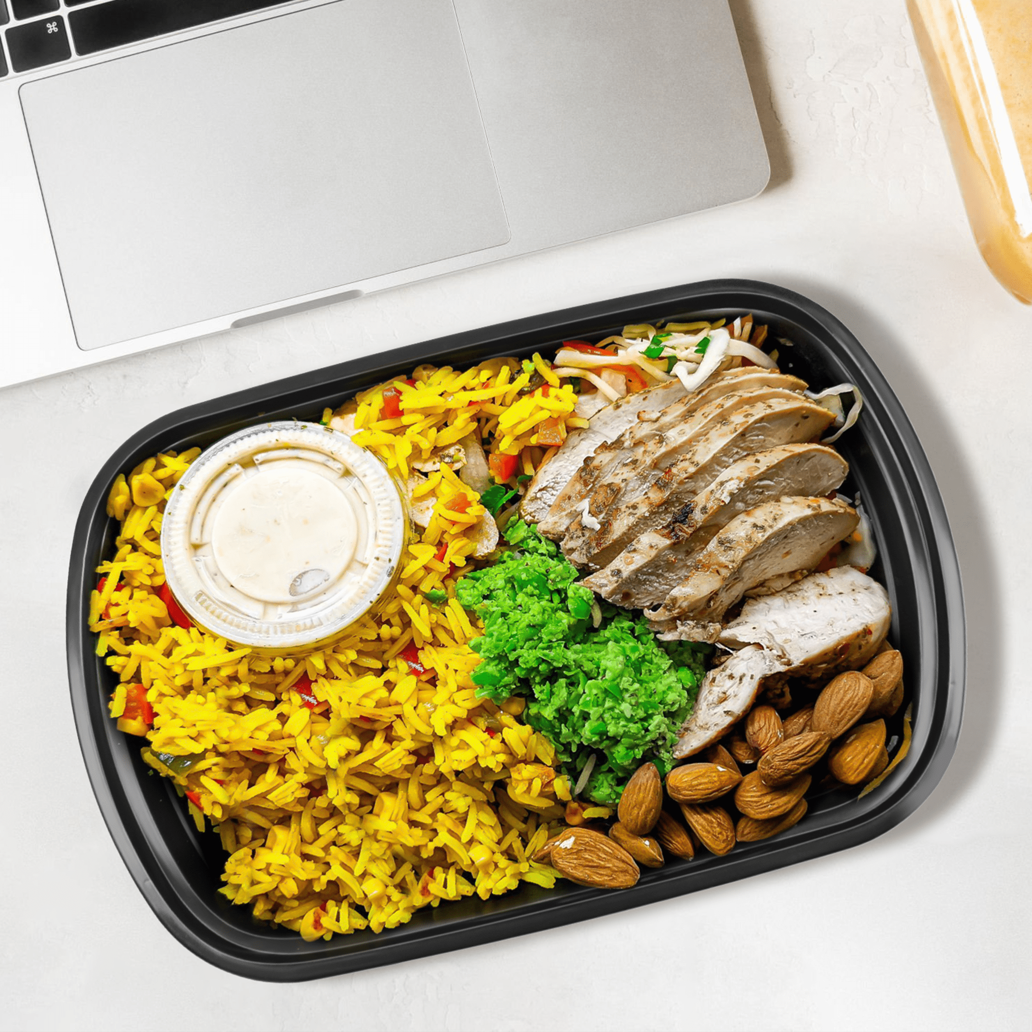 [150ct] 24oz PP Plastic Microwavable Rectangular Food Containers & Lids | Black - Biocean by Danube BlueBiocean