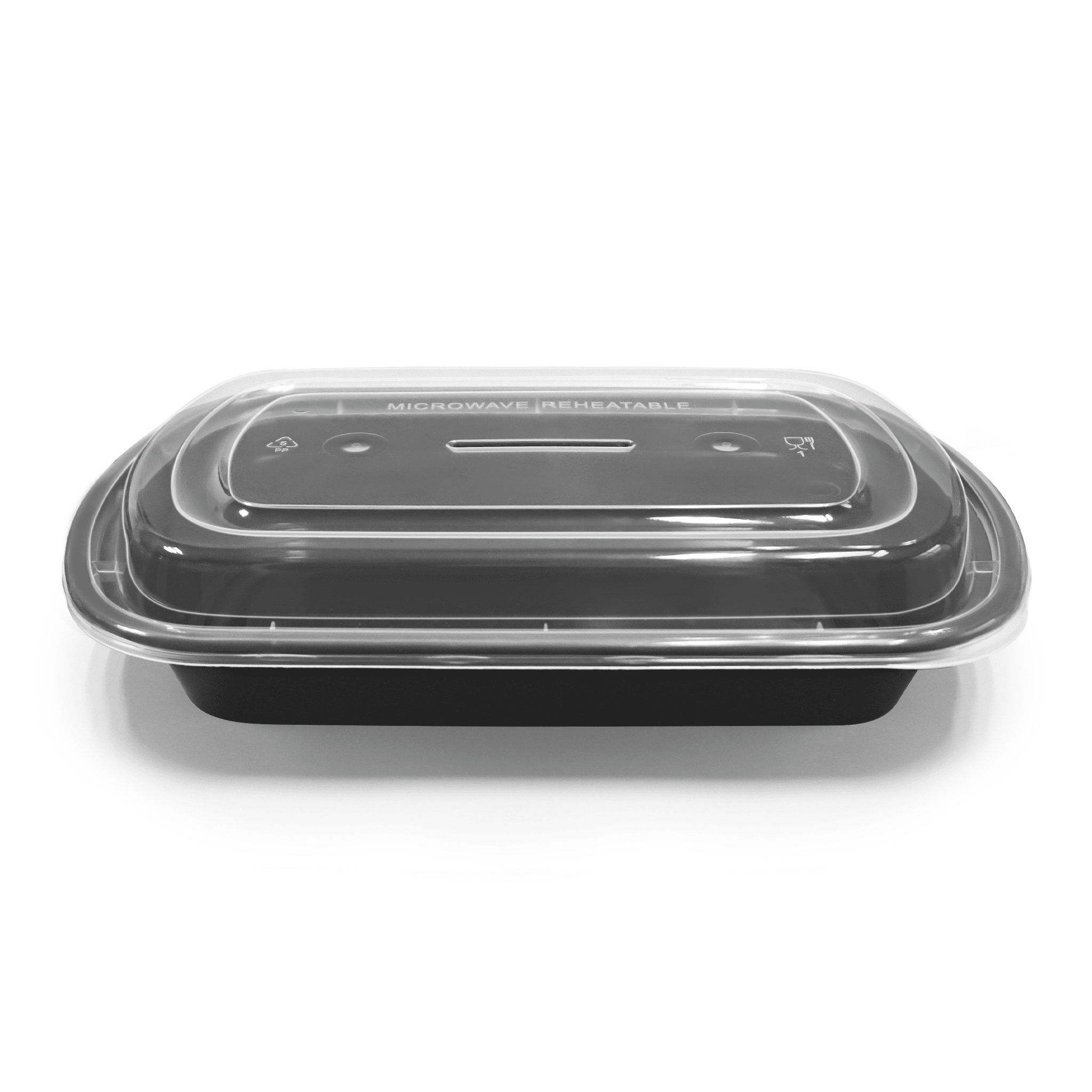 [150ct] 24oz PP Plastic Microwavable Rectangular Food Containers & Lids | Black - Biocean by Danube BlueBiocean
