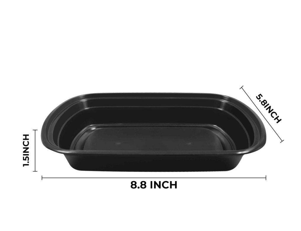 [150ct] 24oz PP Plastic Microwavable Rectangular Food Containers & Lids | Black - Biocean by Danube BlueBiocean