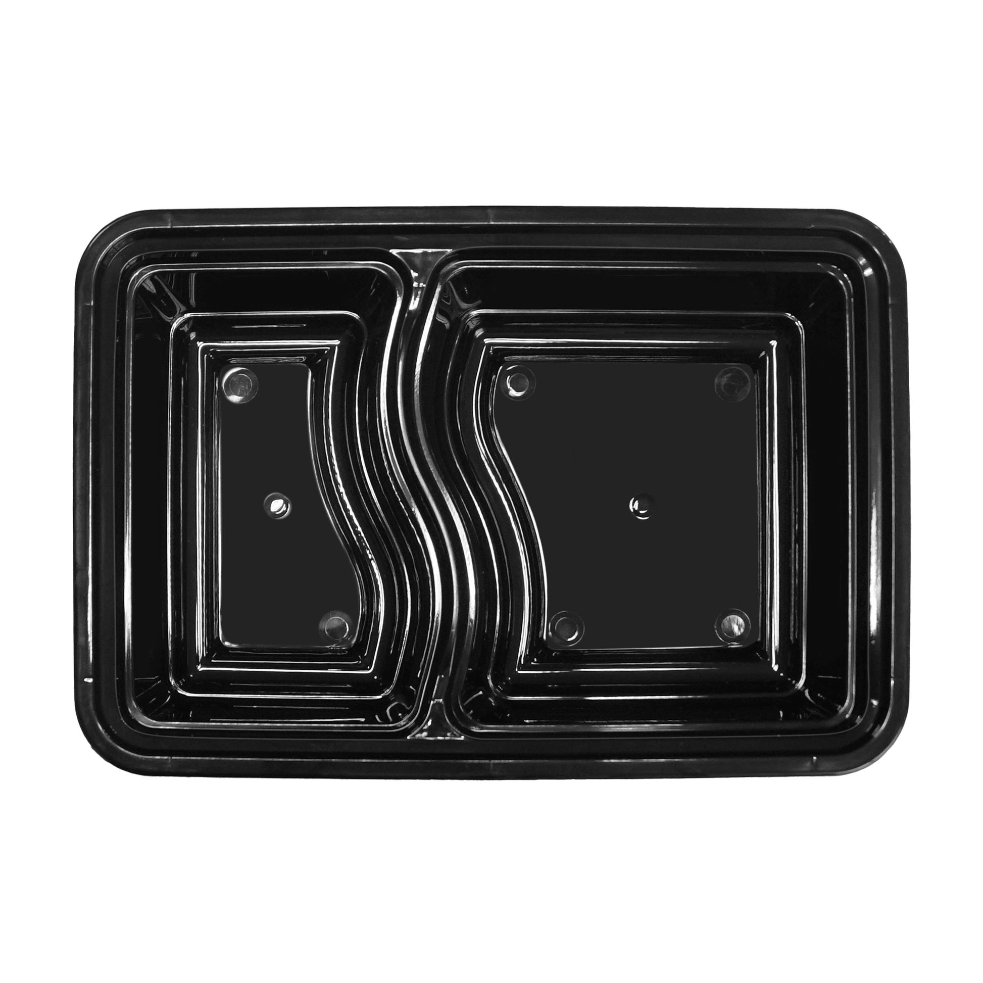 [150ct] 28 oz PP Plastic Microwavable Heavy Weight Containers & Lids | 2 - compartment | Black - Biocean by Danube BlueBiocean