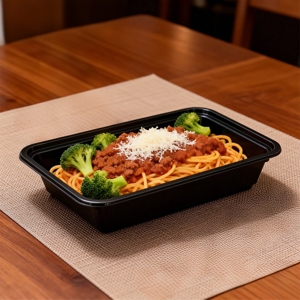 [150ct] 28 oz PP Plastic Microwavable take - out Containers & Lids | Rectangular | Black - Biocean by Danube BlueBiocean