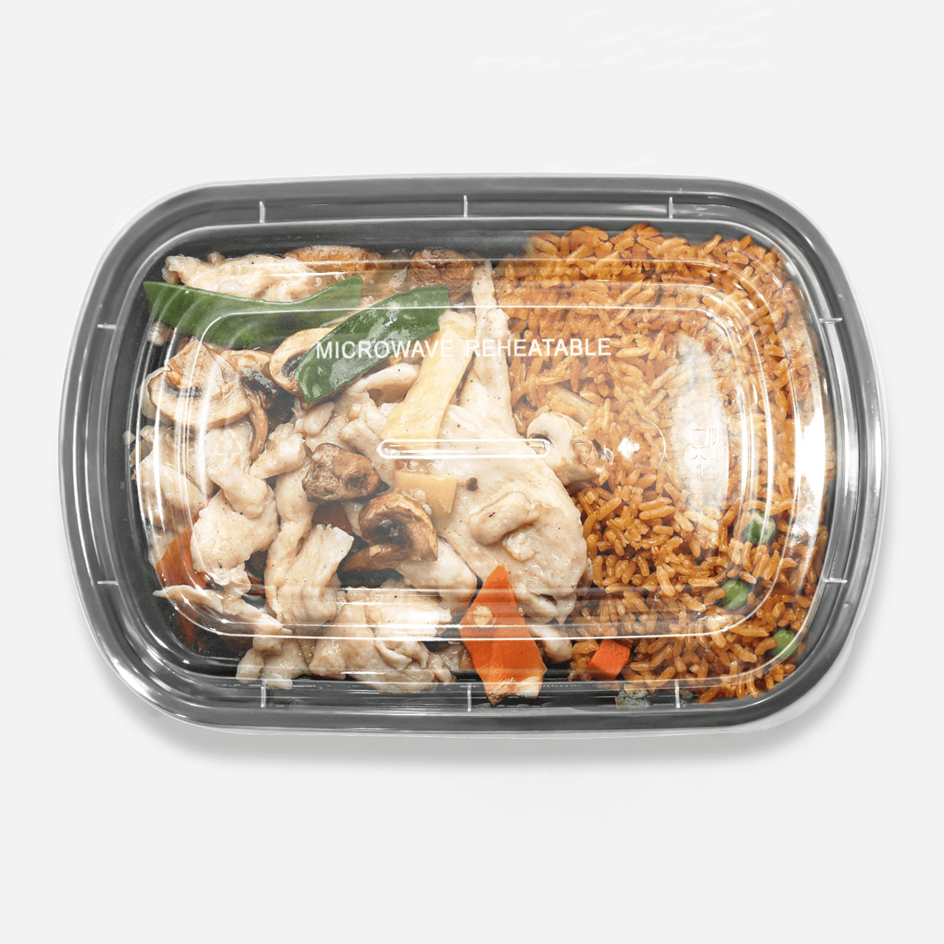 [150ct] 28oz PP Plastic Microwavable Rectangular Food Containers & Lids | Black - Biocean by Danube BlueBiocean