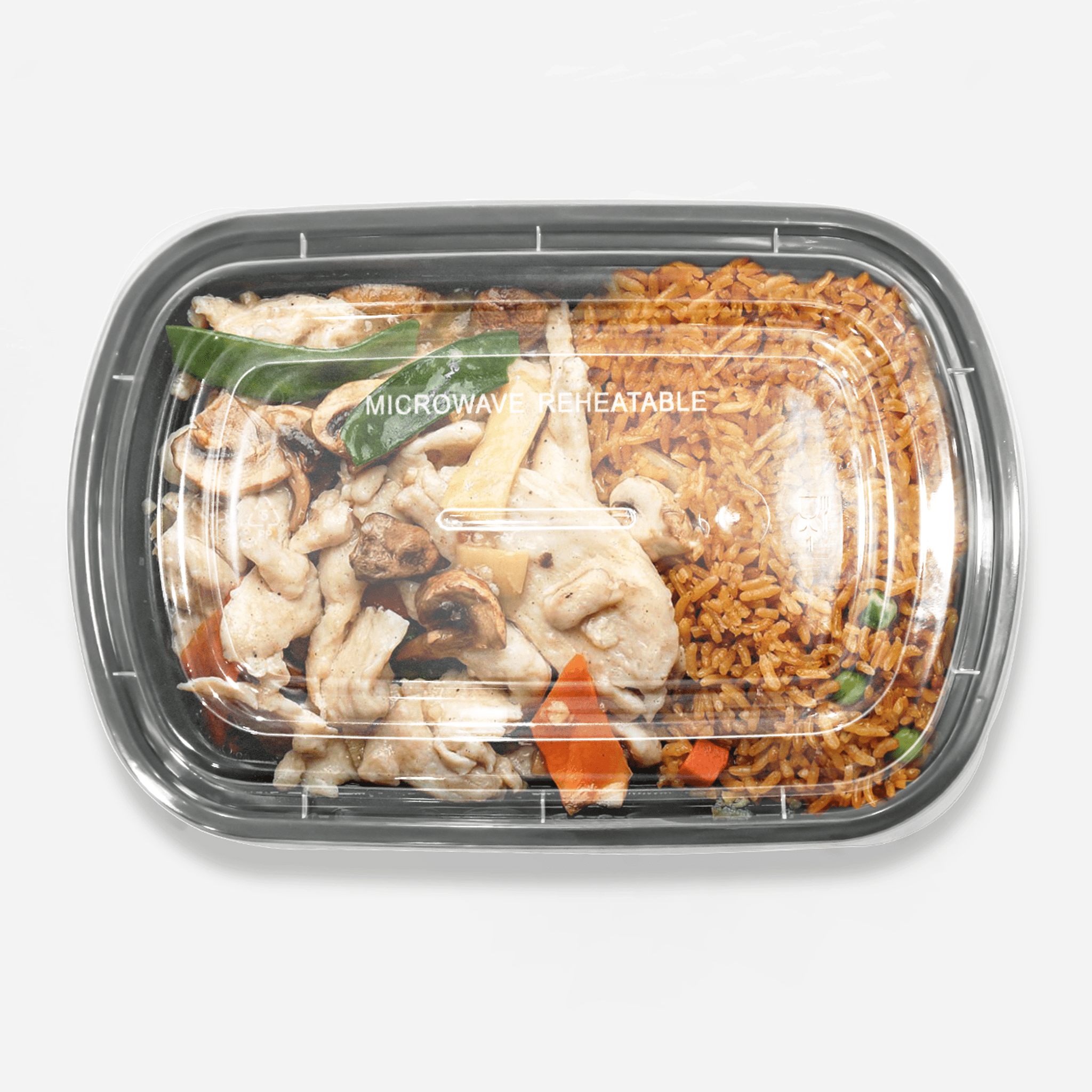 [150ct] 28oz PP Plastic Microwavable Rectangular Food Containers & Lids | Black - Biocean by Danube BlueBiocean