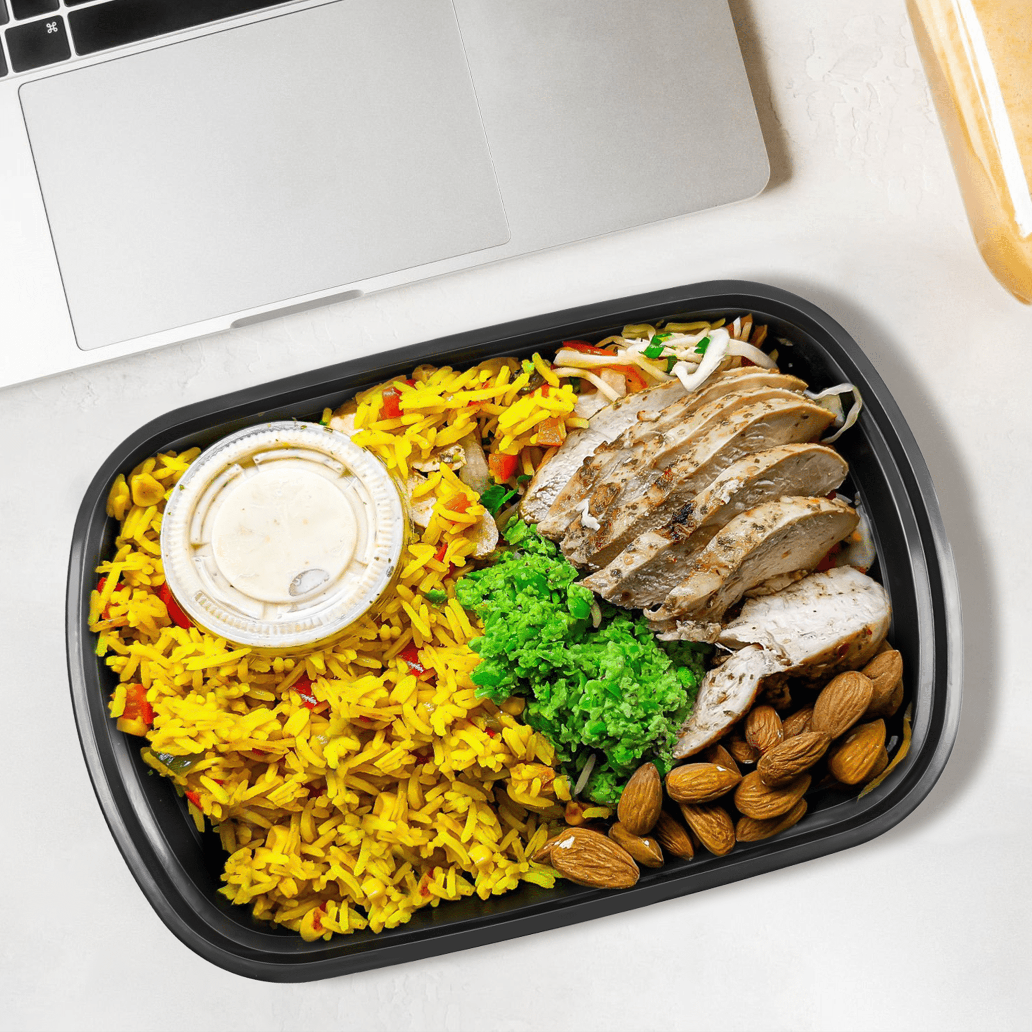 [150ct] 28oz PP Plastic Microwavable Rectangular Food Containers & Lids | Black - Biocean by Danube BlueBiocean