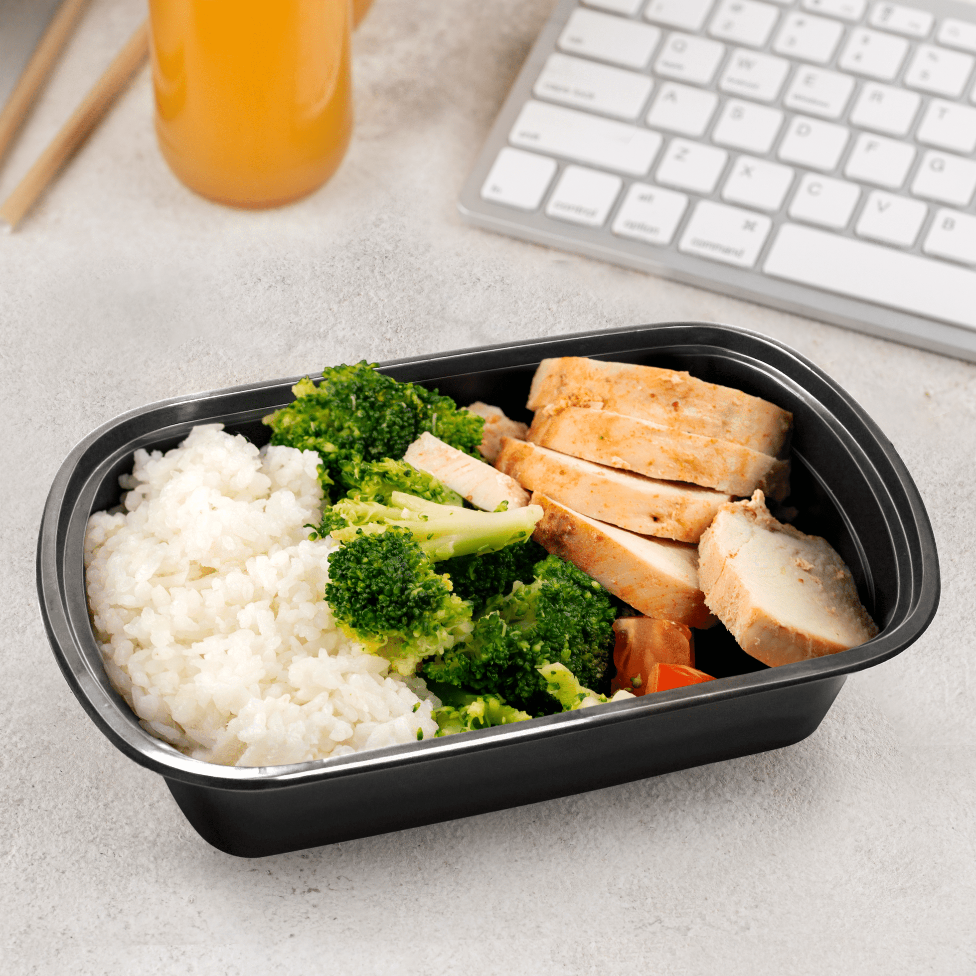 [150ct] 28oz PP Plastic Microwavable Rectangular Food Containers & Lids | Black - Biocean by Danube BlueBiocean