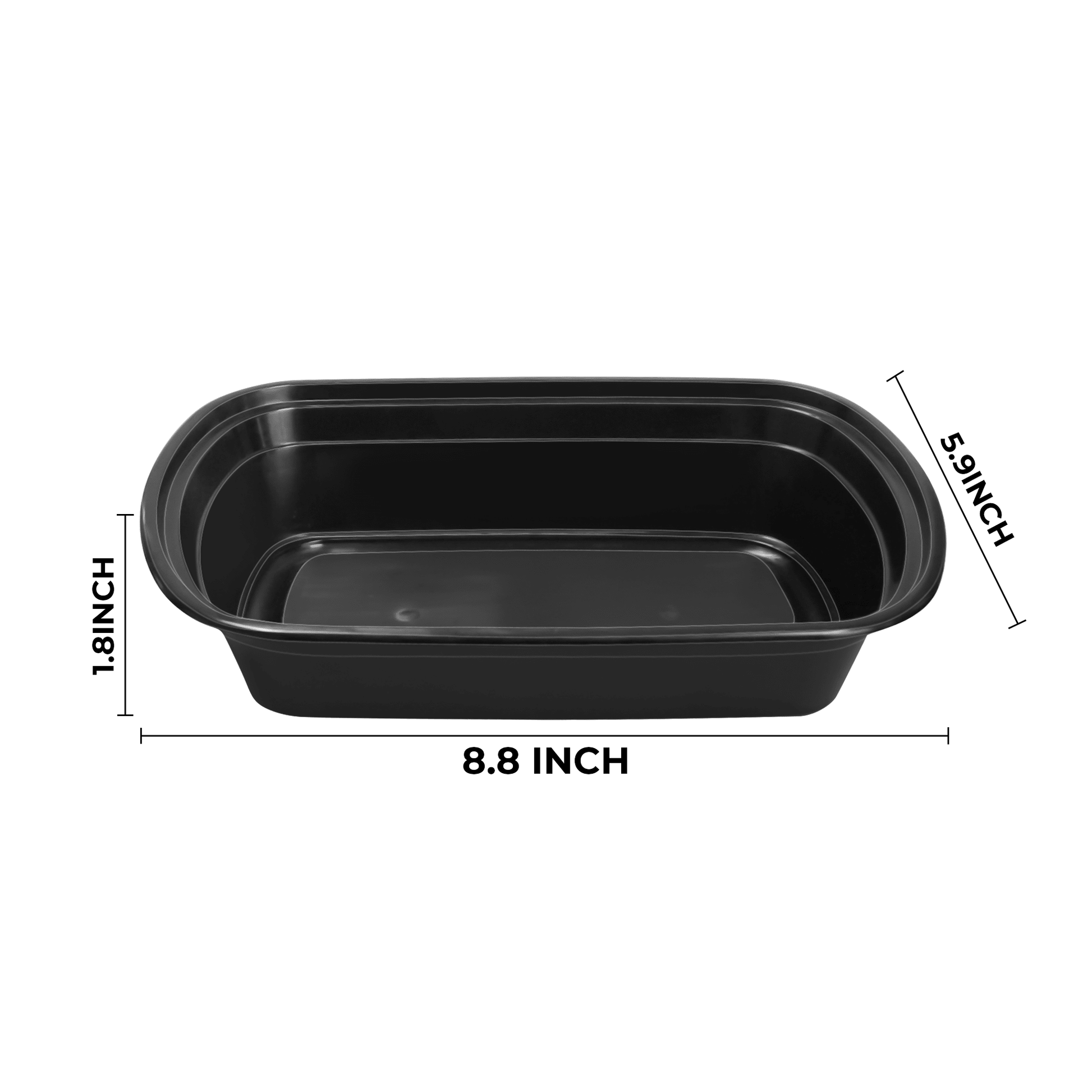 [150ct] 28oz PP Plastic Microwavable Rectangular Food Containers & Lids | Black - Biocean by Danube BlueBiocean