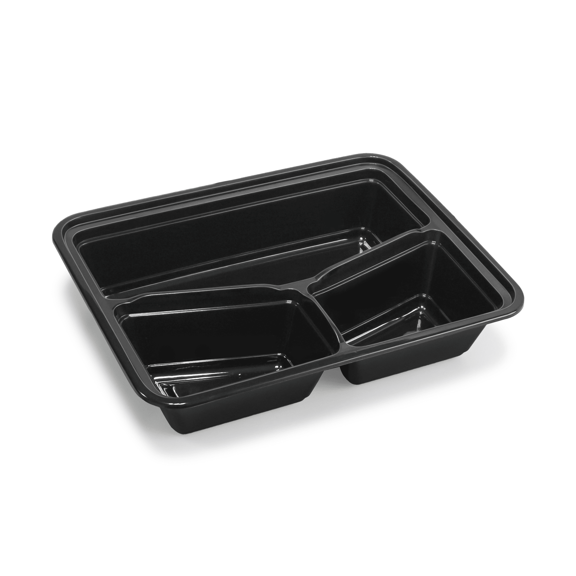 [150ct] 32 oz PP Plastic Microwavable Heavy Weight Containers & Lids | 3 - compartment | Black - Biocean by Danube BlueBiocean