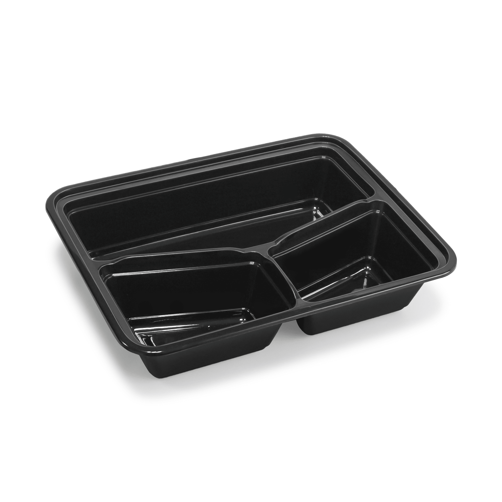 [150ct] 32 oz PP Plastic Microwavable Heavy Weight Containers & Lids | 3 - compartment | Black - Biocean by Danube BlueBiocean