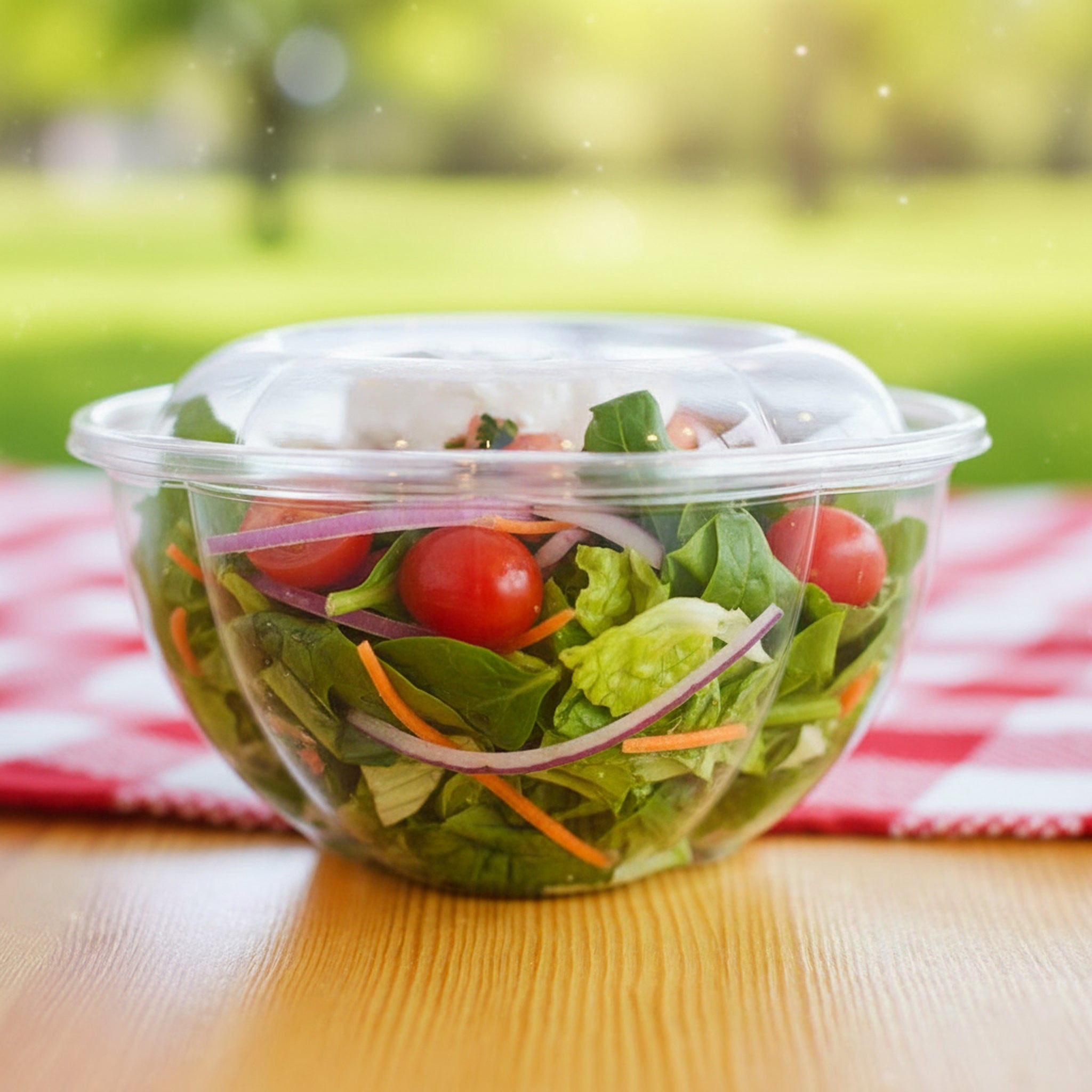 [150ct] 32oz PET Salad Bowl with Lid | Clear - Biocean by Danube BlueBiocean