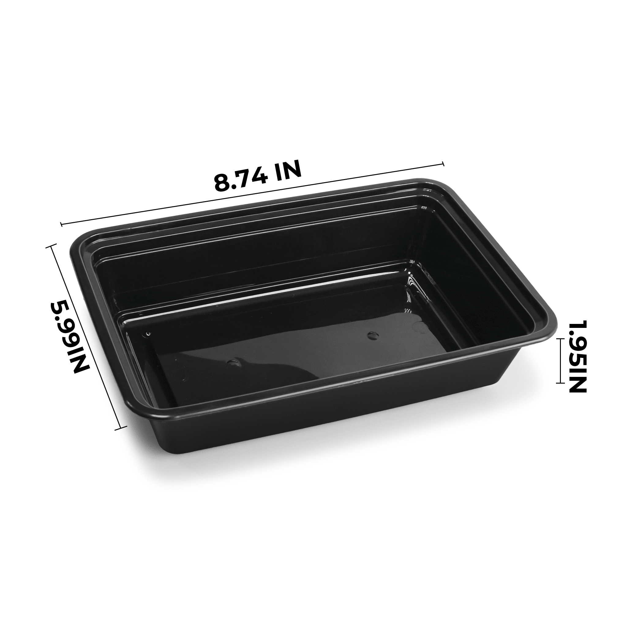 [150ct] 38oz PP Plastic Microwavable take - out Containers & Lids | Rectangular | Black - Biocean by Danube BlueBiocean