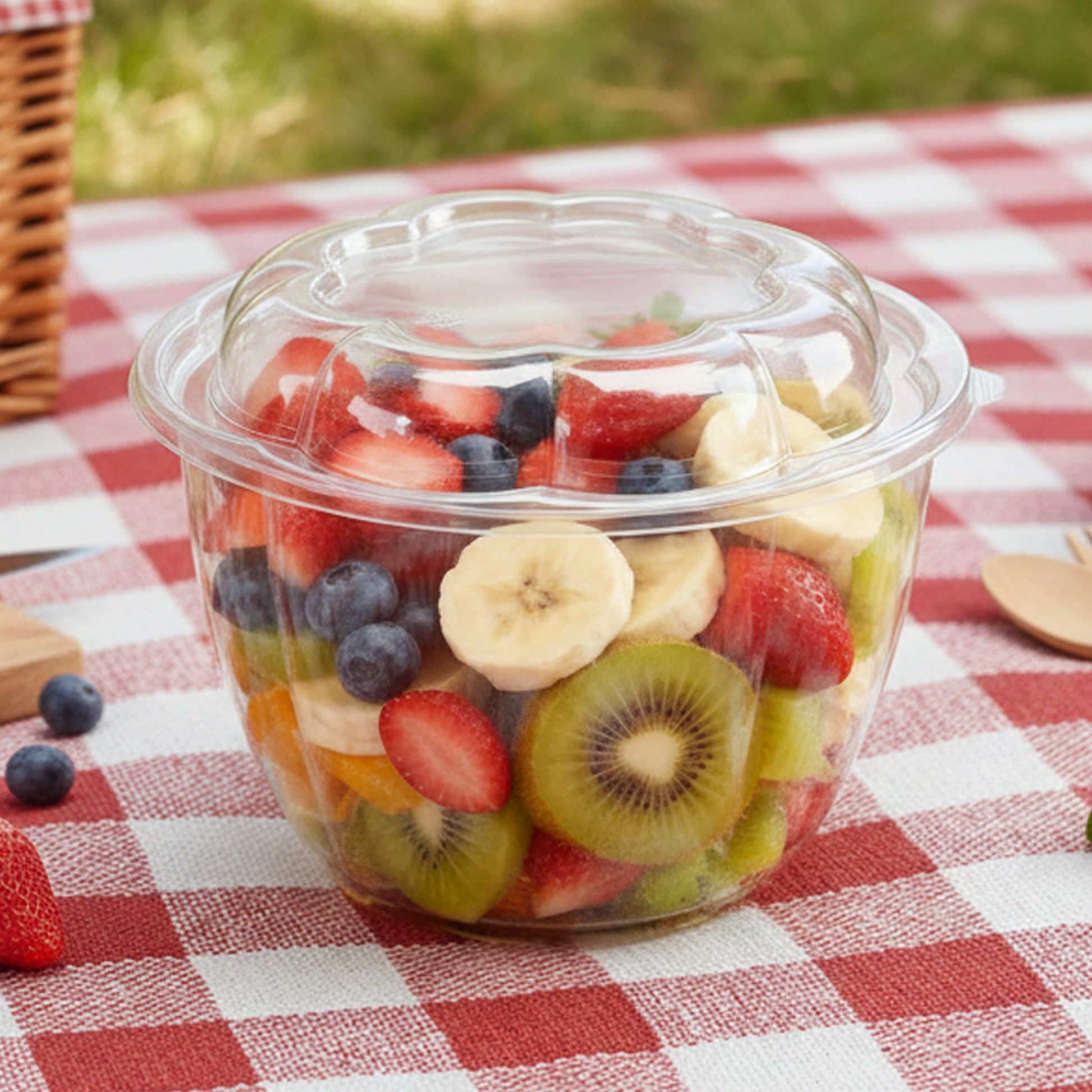 [150ct] 48oz PET Salad Bowl with Lid | Clear - Biocean by Danube BlueBiocean