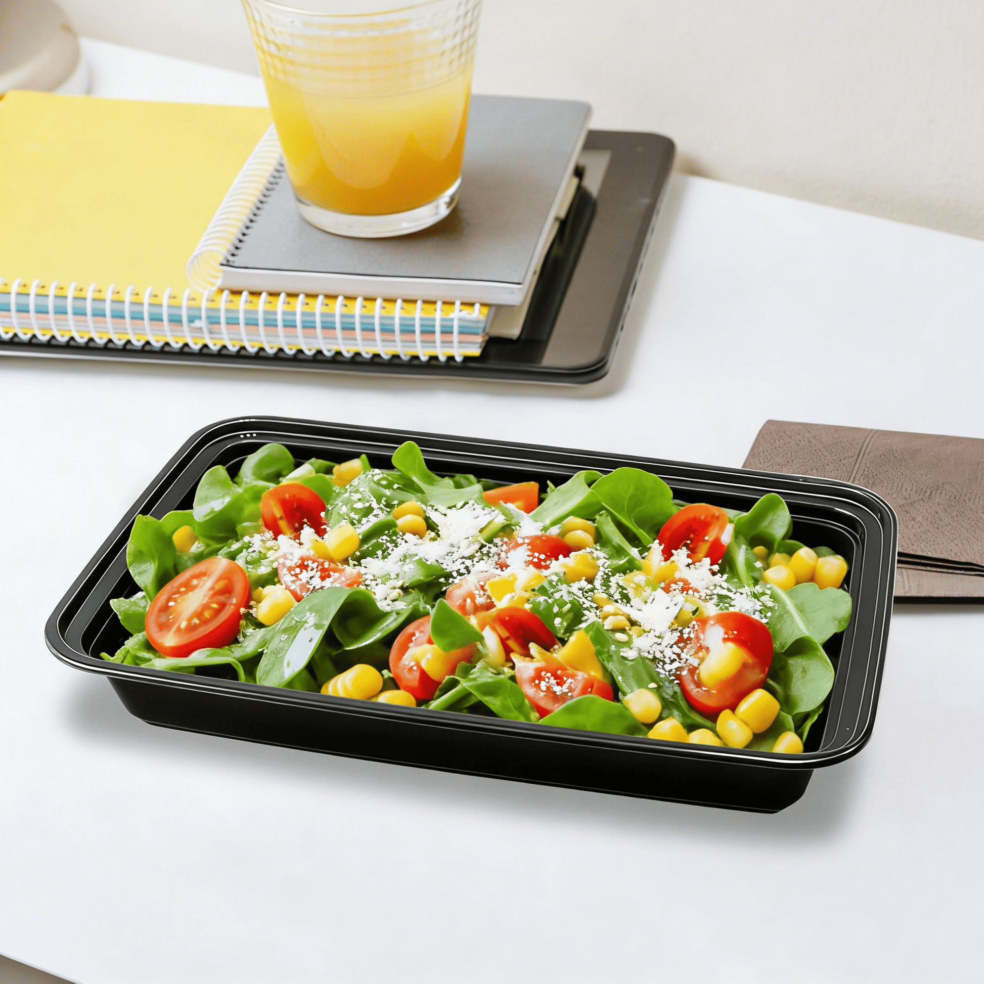 [150ct] 58 oz PP Plastic Microwavable take - out Containers & Lids | Rectangular | Black - Biocean by Danube BlueBiocean