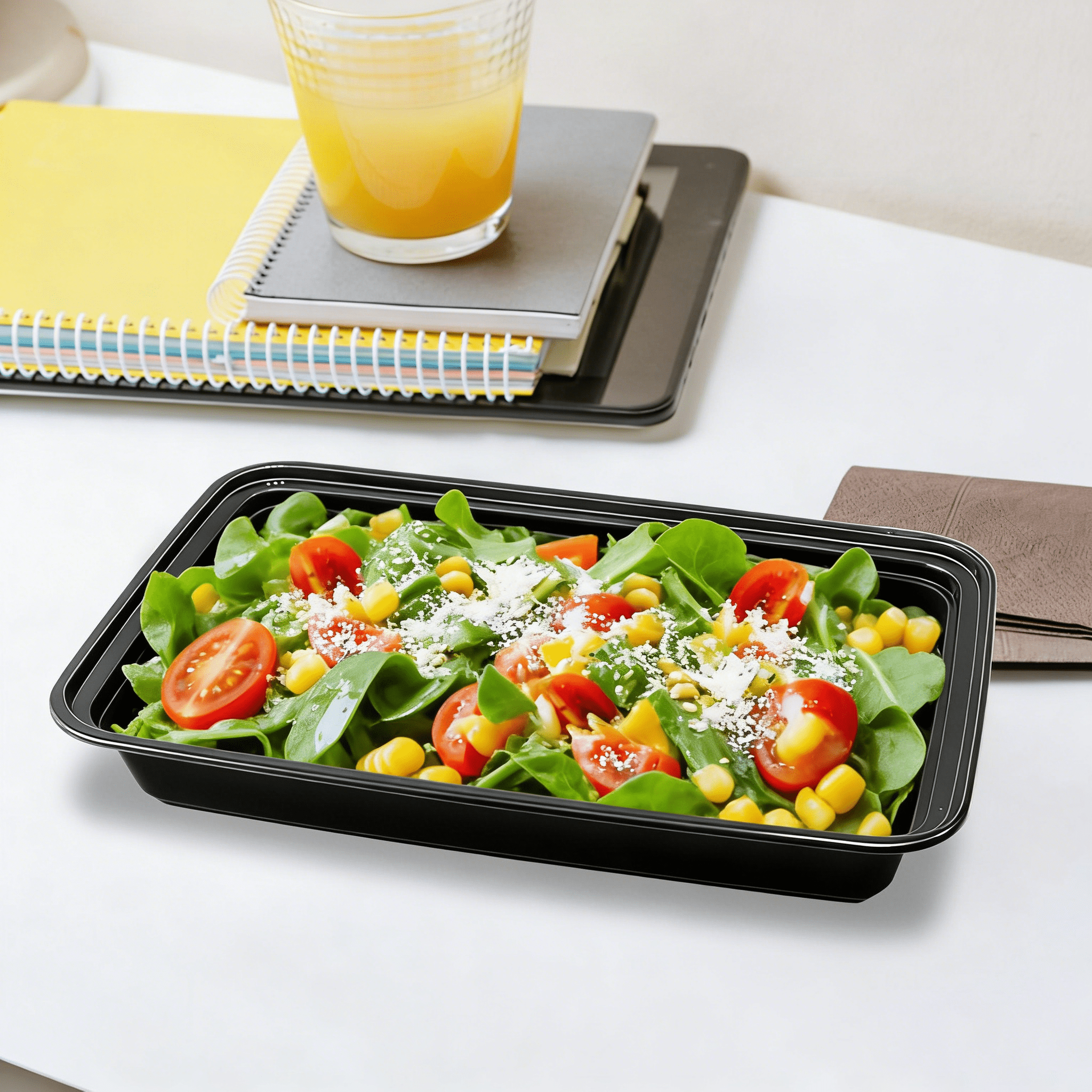 [150ct] 58 oz PP Plastic Microwavable take - out Containers & Lids | Rectangular | Black - Biocean by Danube BlueBiocean