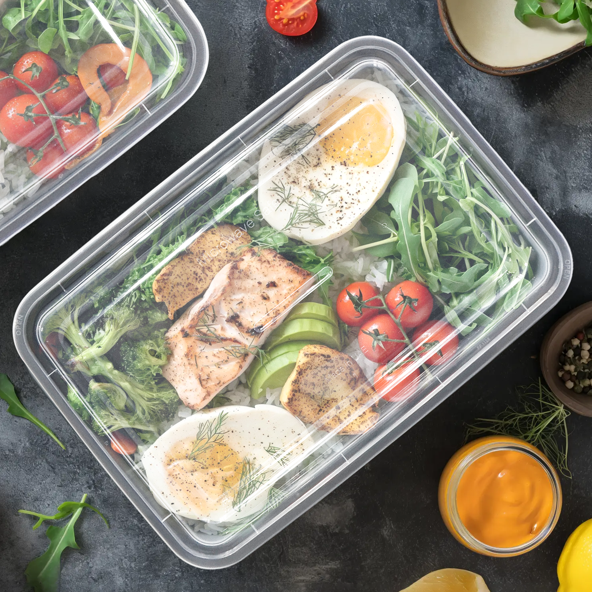 [150ct] 58 oz PP Plastic Microwavable take - out Containers & Lids | Rectangular | Black - Biocean by Danube BlueBiocean
