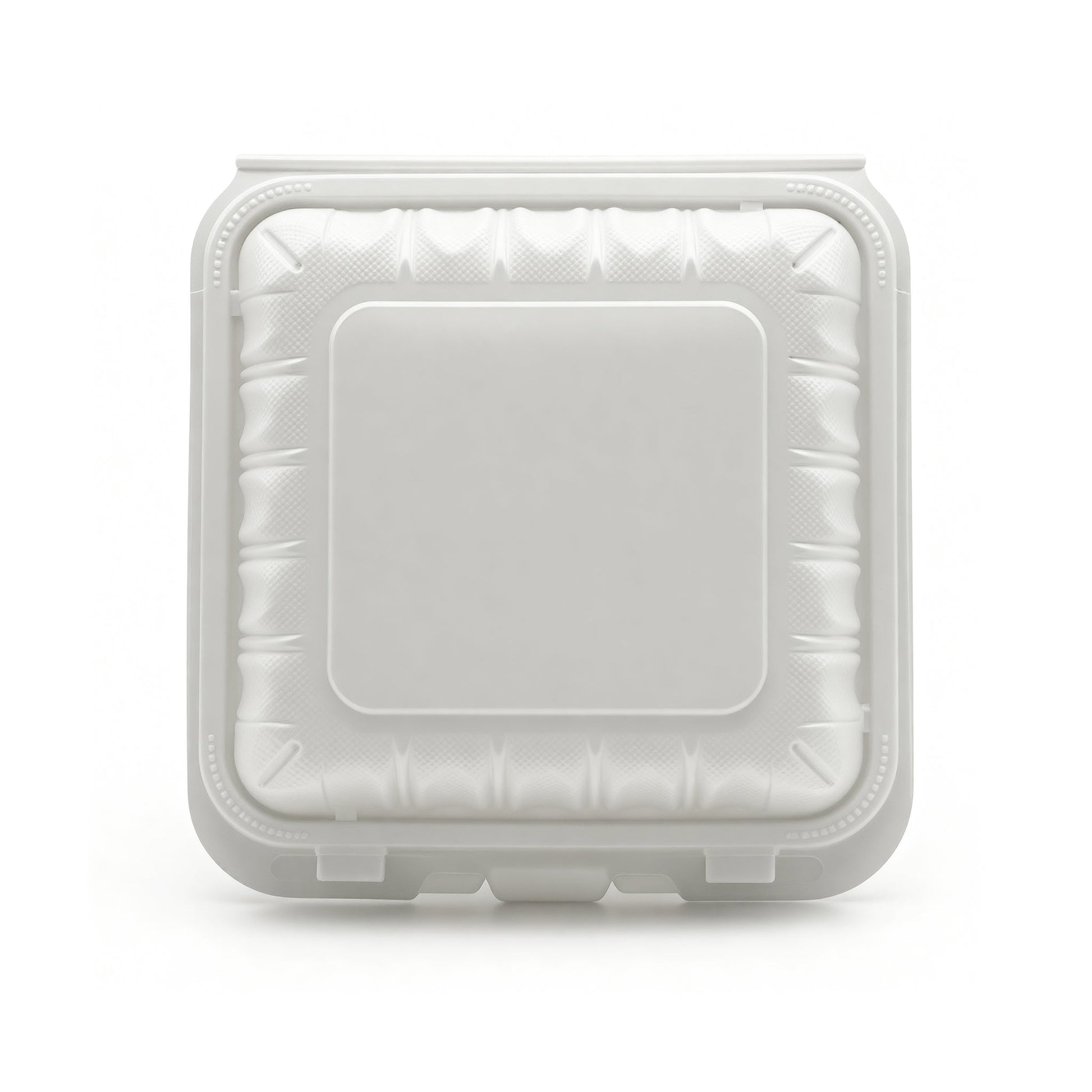 [150ct] 7" x 7" Microwaveable Mineral Filled PP Hinged Food Containers | 3-Compartment | White - Biocean by Danube BlueBiocean