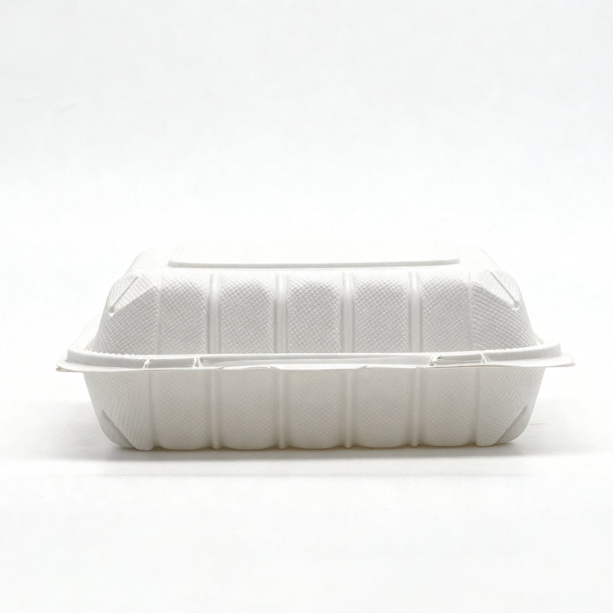 [150ct] 7" x 7" Microwaveable Mineral Filled PP Hinged Food Containers | 3-Compartment | White - Biocean by Danube BlueBiocean