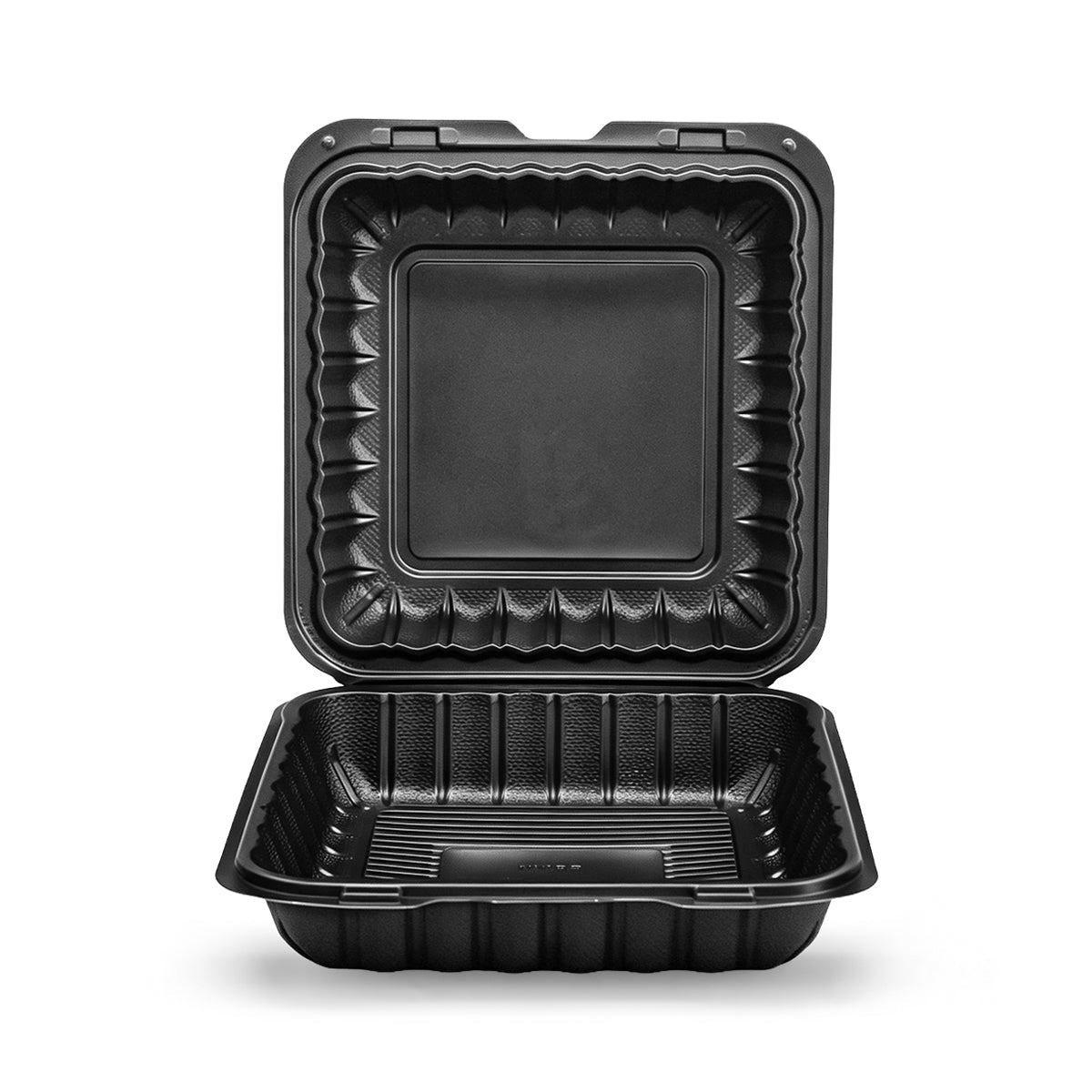 [150ct] 8" x 8" Microwaveable Mineral Filled PP Hinged Containers | Black - Biocean by Danube BlueBiocean