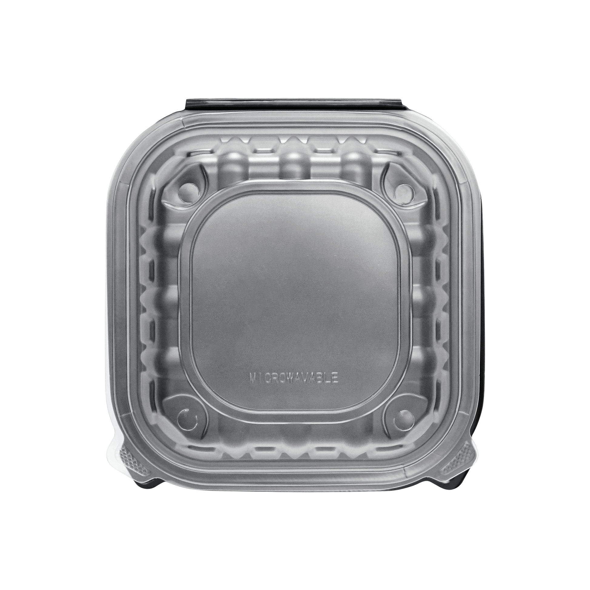 [150ct] 8" x 8" x 3" Premium PP Hinged Food Containers | 1 - Compartment | Clear and Black - Biocean by Danube BlueBiocean
