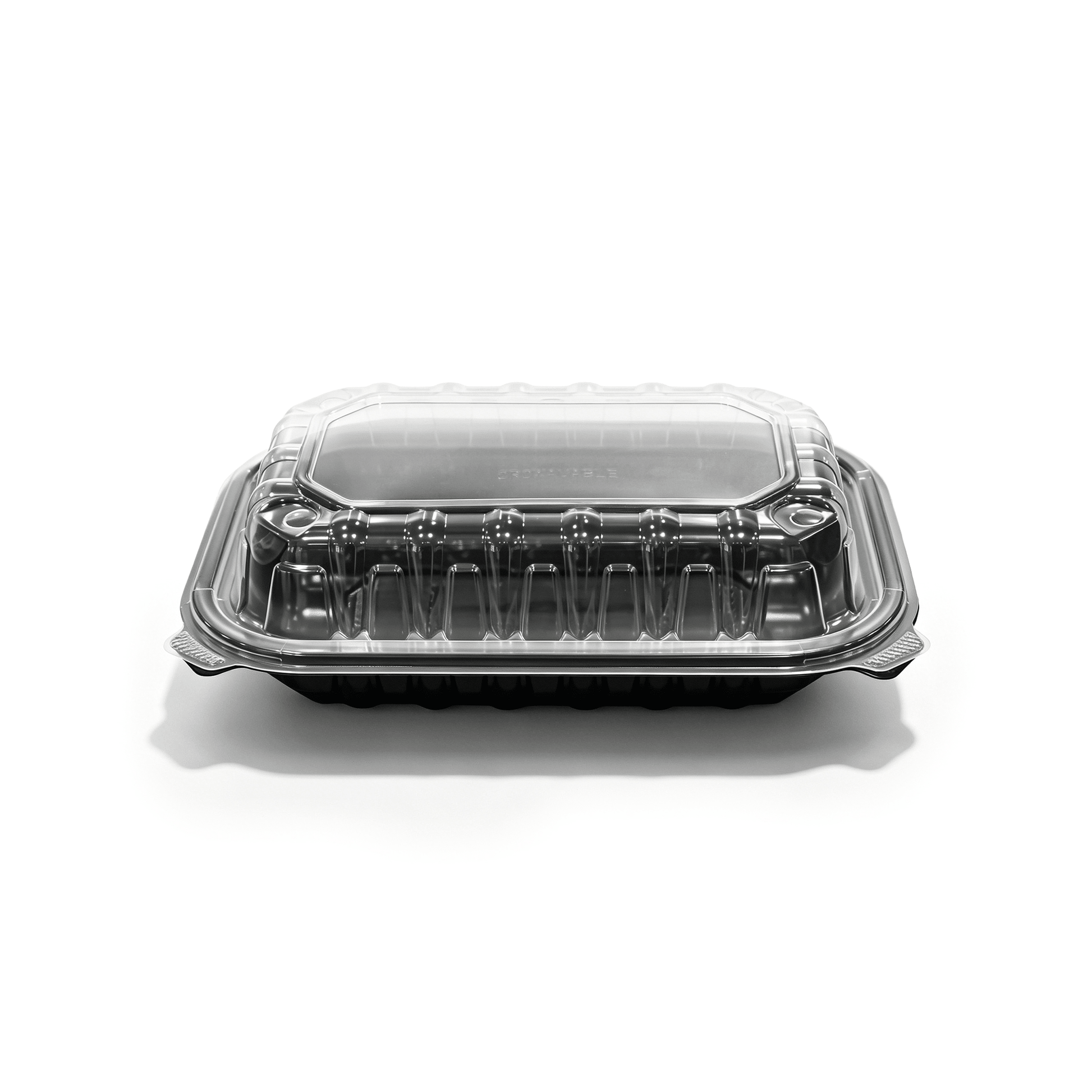[150ct] 9" x 6" x 3" Premium PP Hinged Food Containers | 1 - Compartment | Clear and Black - Biocean by Danube BlueBiocean