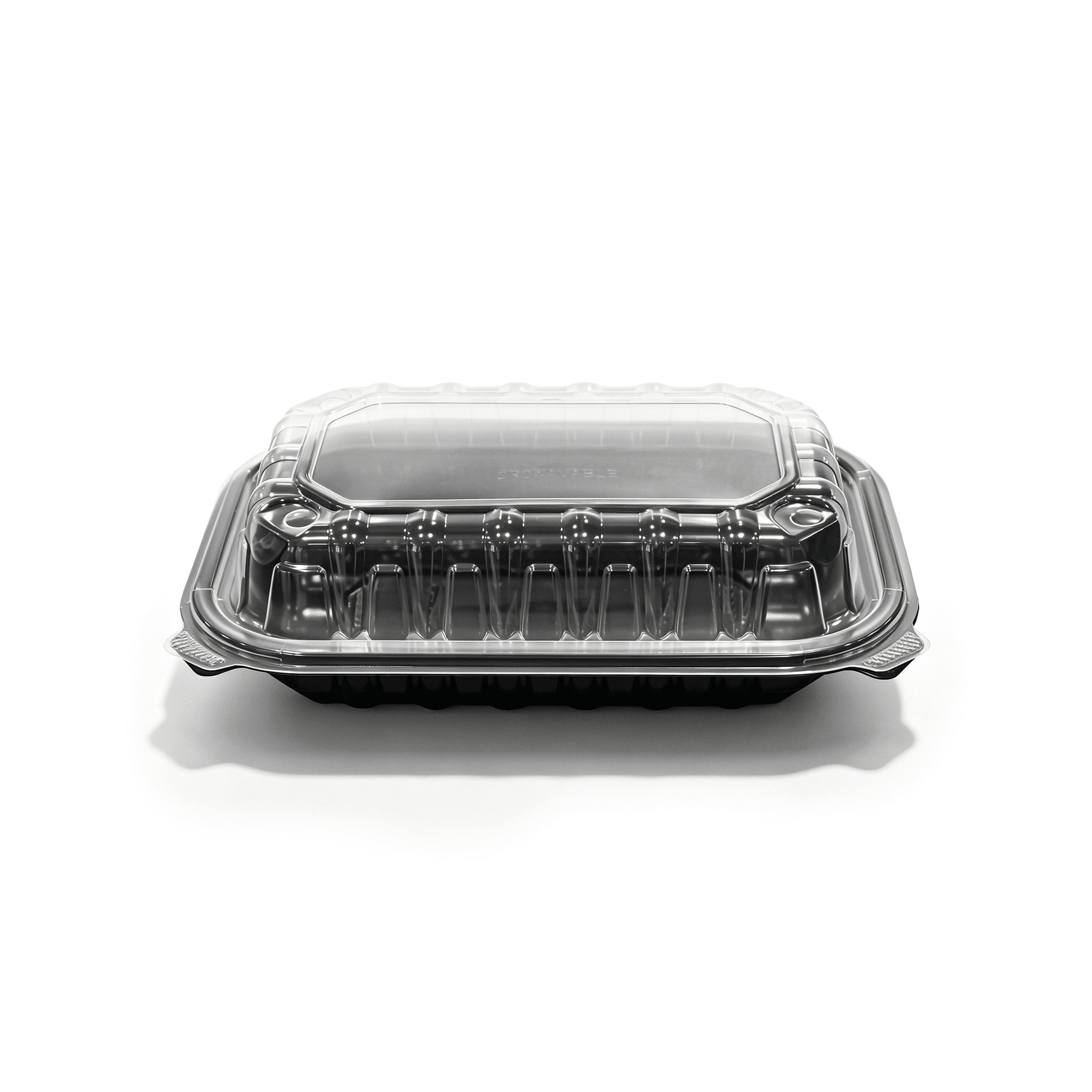 [150ct] 9" x 6" x 3" Premium PP Hinged Food Containers | 1 - Compartment | Clear and Black - Biocean by Danube BlueBiocean