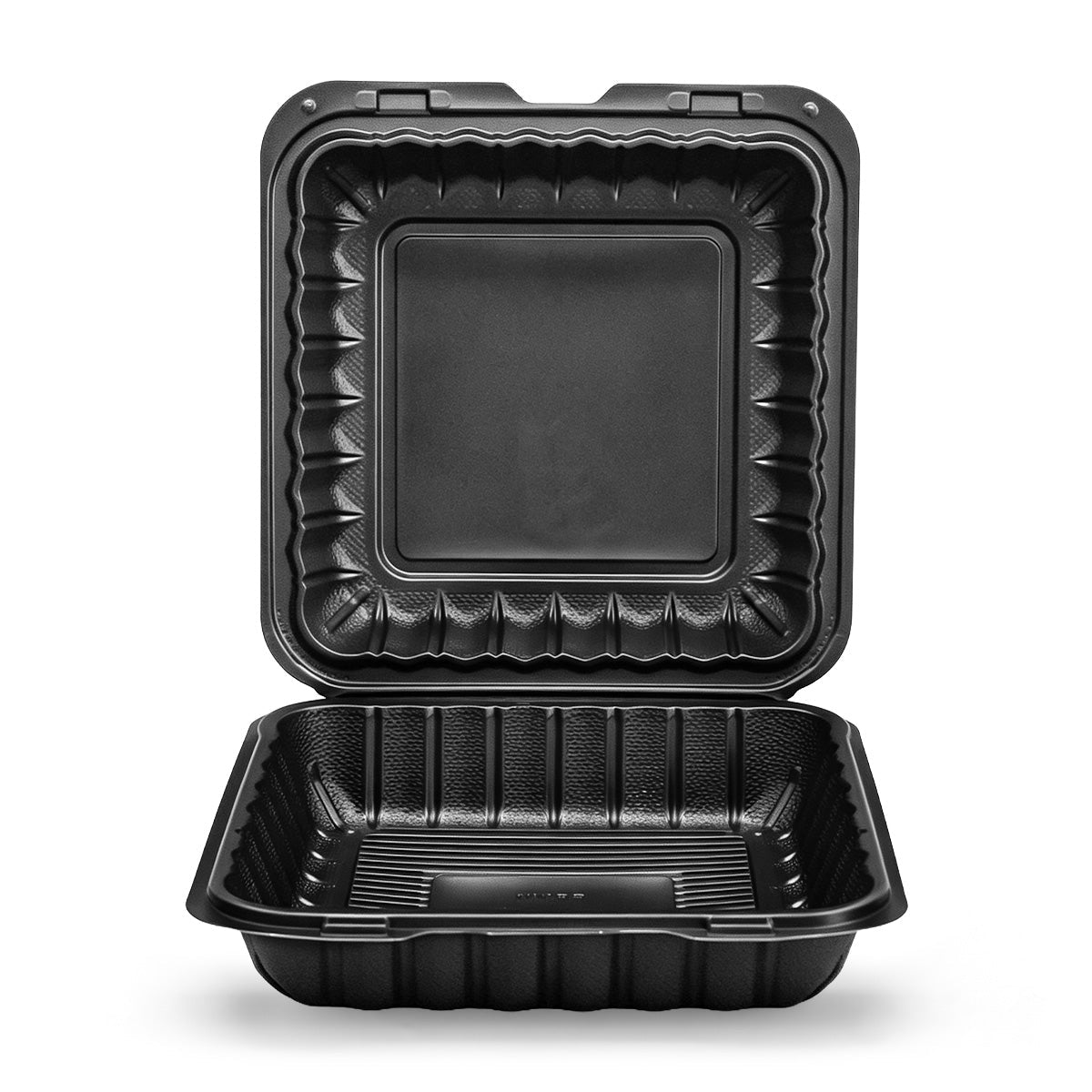 [150ct] 9" x 9" Microwaveable Mineral Filled PP Hinged Containers | Black - Biocean by Danube BlueBiocean