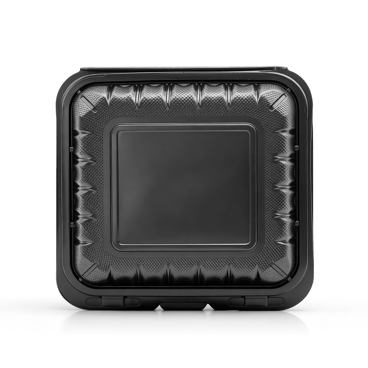 [150ct] 9" x 9" Microwaveable Mineral Filled PP Hinged Containers | Black - Biocean by Danube BlueBiocean