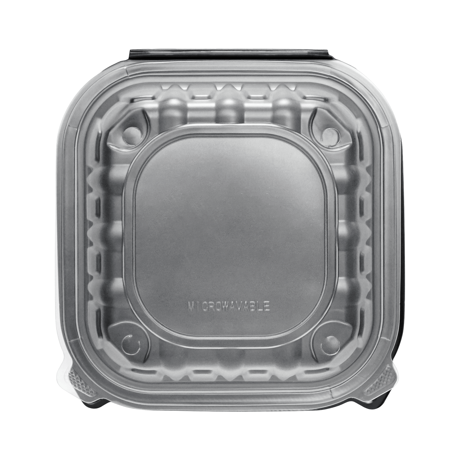 [150ct] 9" x 9" x 3" Premium PP Hinged Food Containers | 1 - Compartment | Clear and Black - Biocean by Danube BlueBiocean