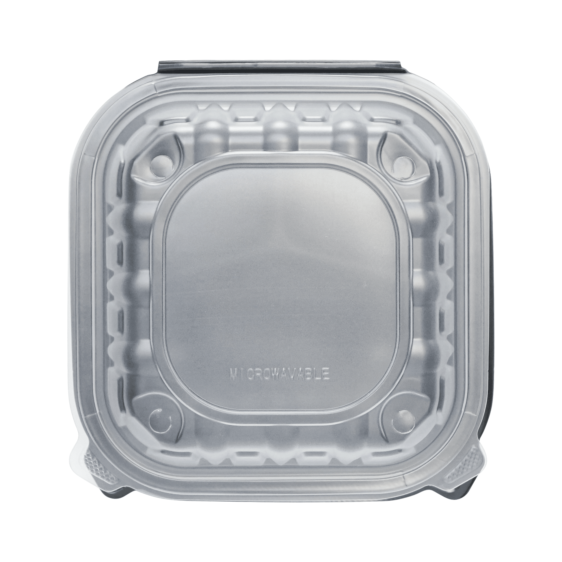 [150ct] 9" x 9" x 3" Premium PP Hinged Food Containers | 3 - Compartment | Clear and Black - Biocean by Danube BlueBiocean
