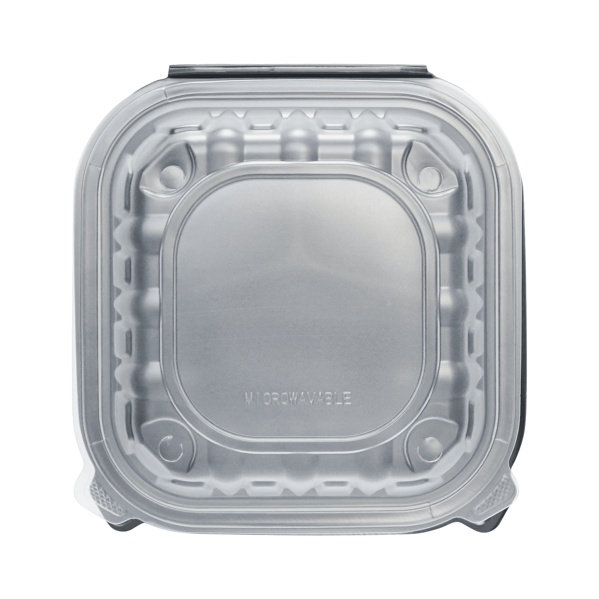 [150ct] 9" x 9" x 3" Premium PP Hinged Food Containers | 3 - Compartment | Clear and Black - Biocean by Danube BlueBiocean