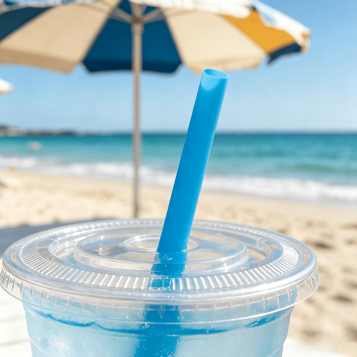 [1,600ct] 9" Pointed Cut Wrapped Smoothie Straw | Assorted Colors - Biocean by Danube BlueBiocean