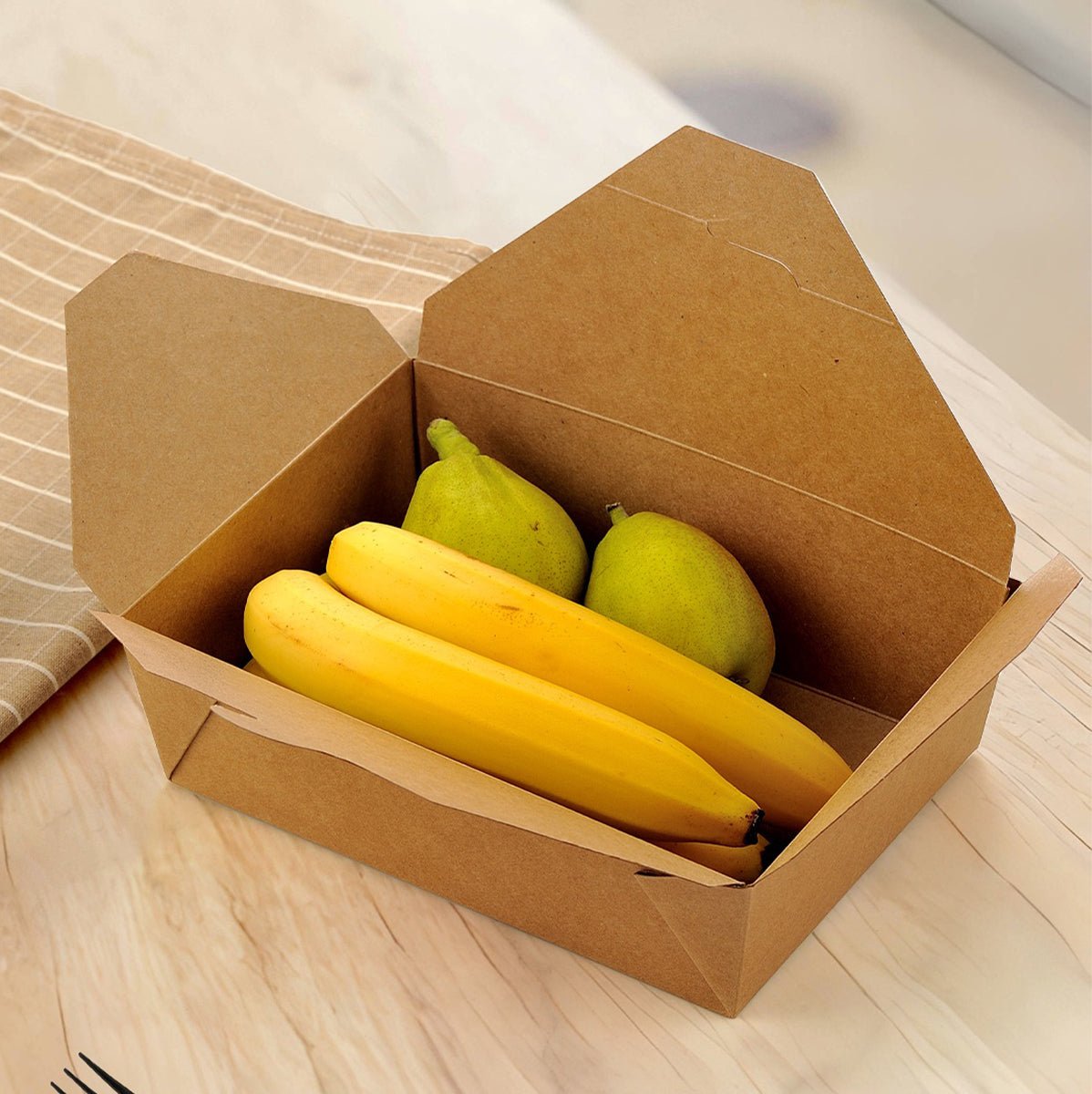 [160ct] Kraft Microwavable Folded Paper 4 Take - Out Containers | 110oz - Biocean by Danube BlueBiocean