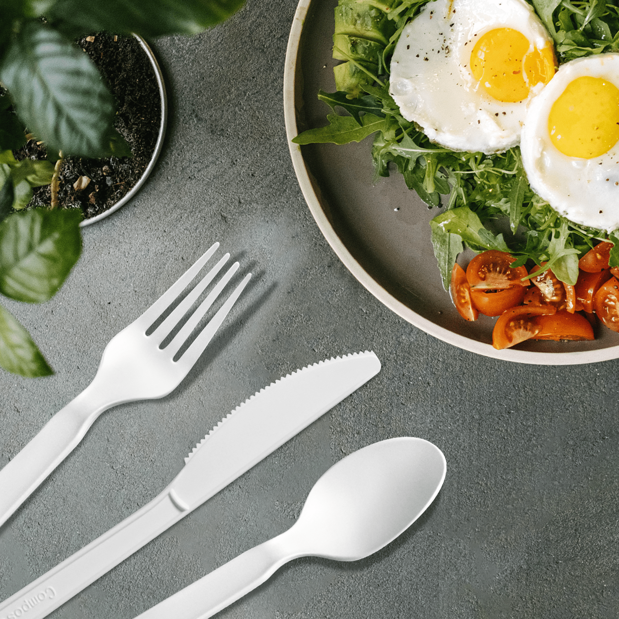 [180ct] PLA Heavy Weight Tea Spoons | White - Biocean by Danube BlueBiocean