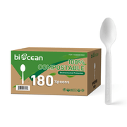 [180ct] PLA Heavy Weight Tea Spoons | White - Biocean by Danube BlueBiocean