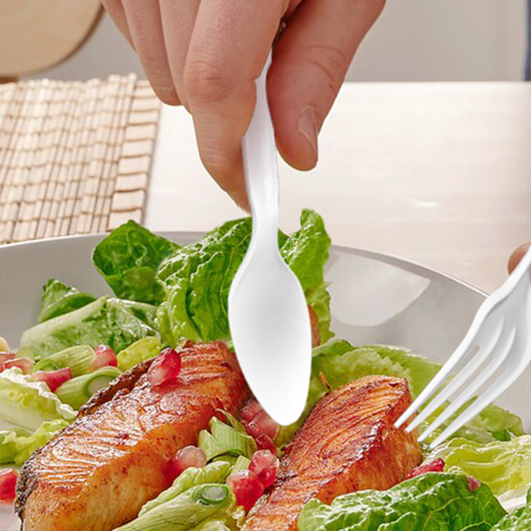 [180ct] PLA Heavy Weight Tea Spoons | White - Biocean by Danube BlueBiocean