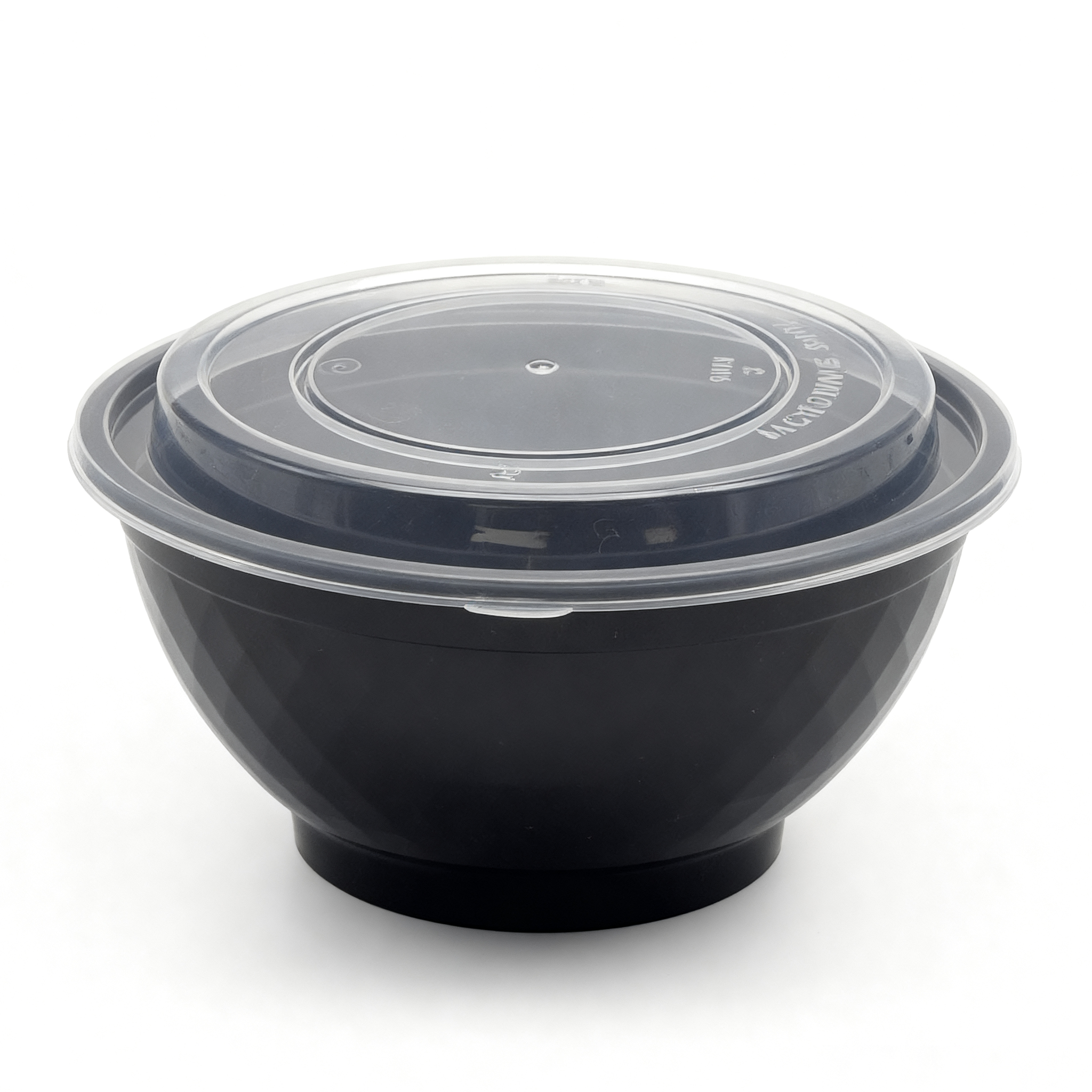 [150ct] 36 oz PP Plastic Microwaveable  Bowls & Lids | Round | Black