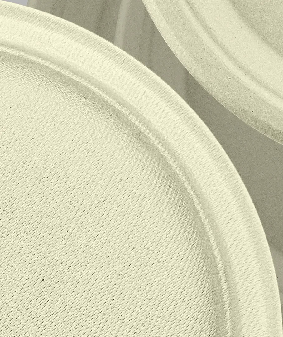Natural Compostable  Bagasse 10-Inch Round Plates - 500/Case